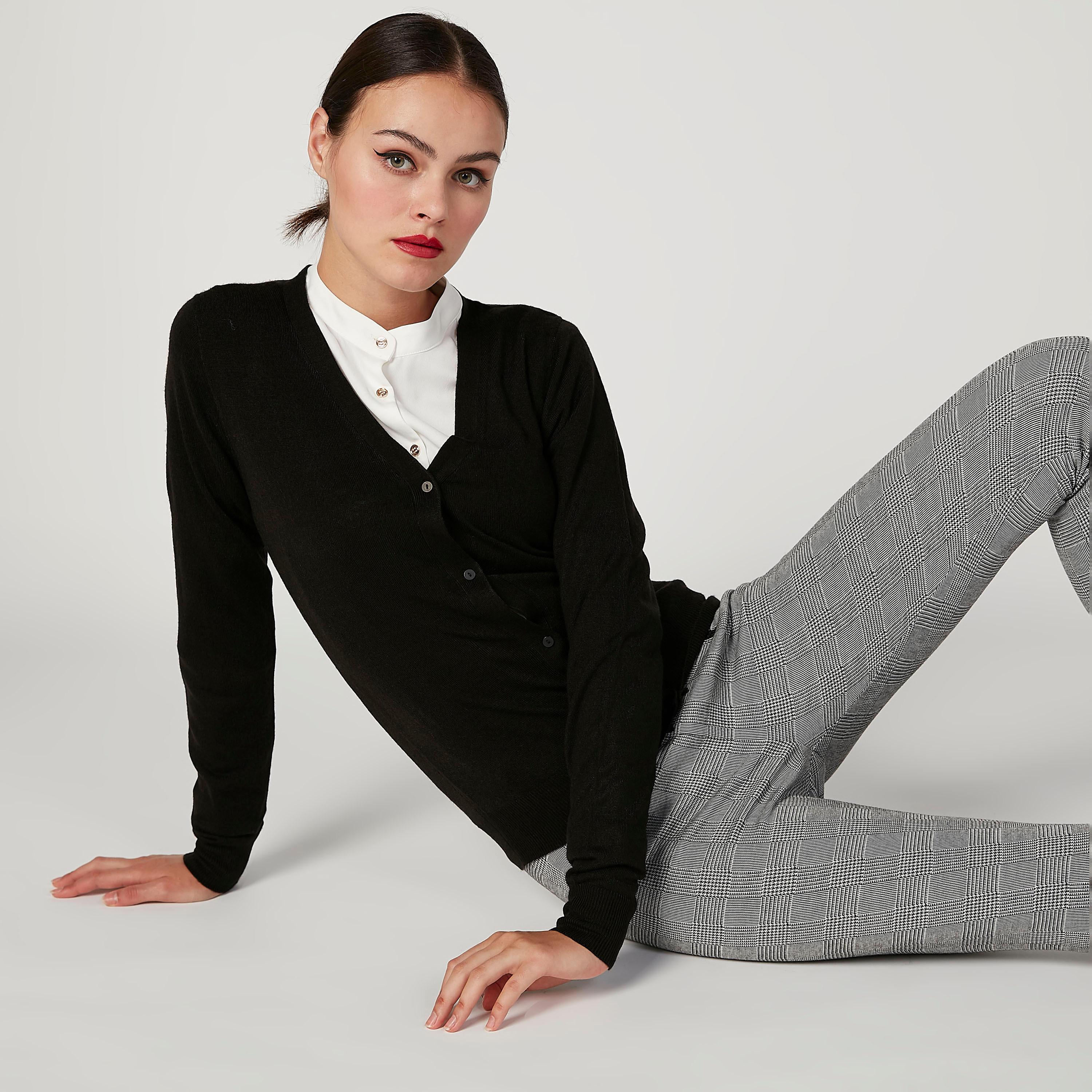 كارديجان بارز الملمس بياقة V وأكمام طويلة-women-clothing-cardigansandjumpers-jumpers-image-2