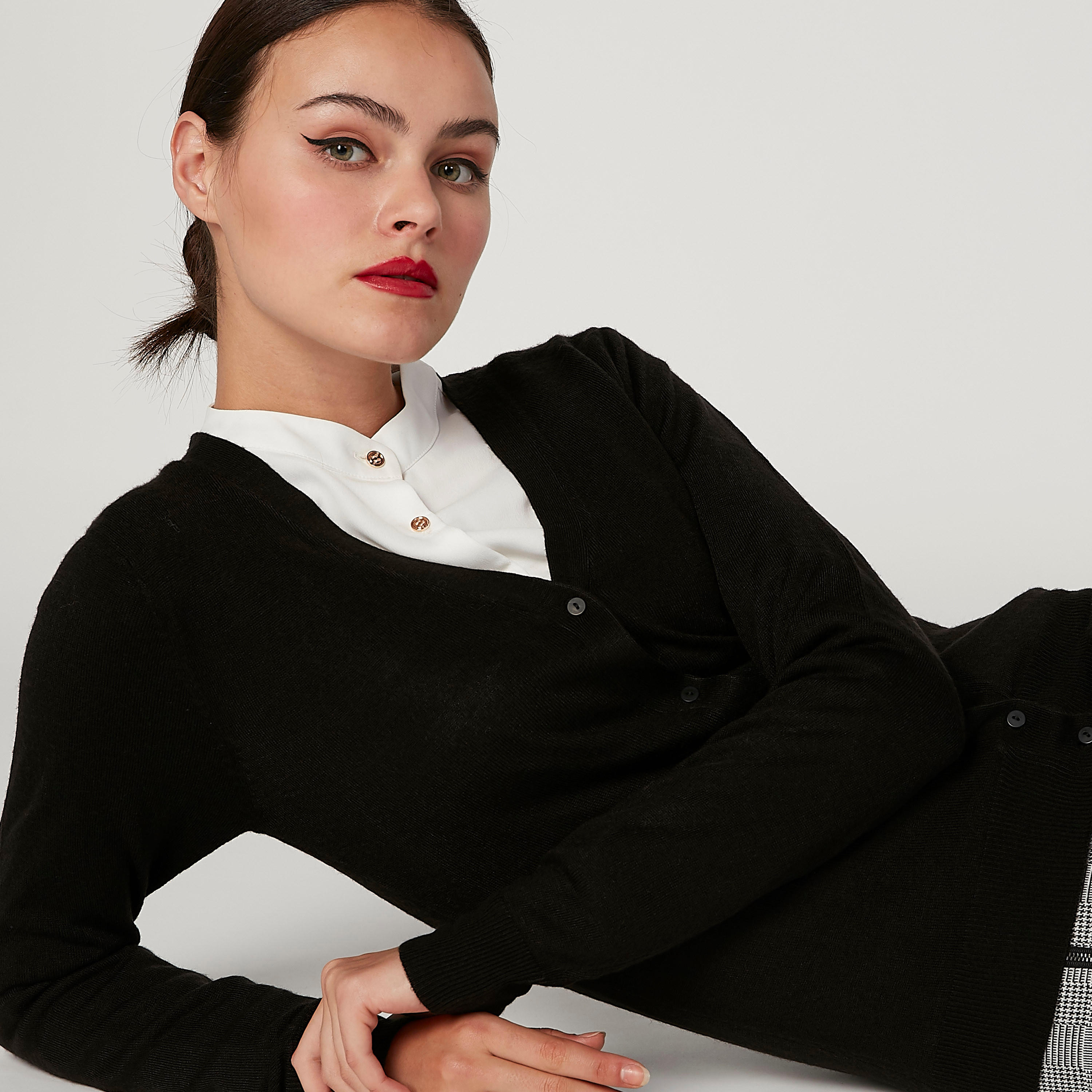 كارديجان بارز الملمس بياقة V وأكمام طويلة-women-clothing-cardigansandjumpers-jumpers-image-3