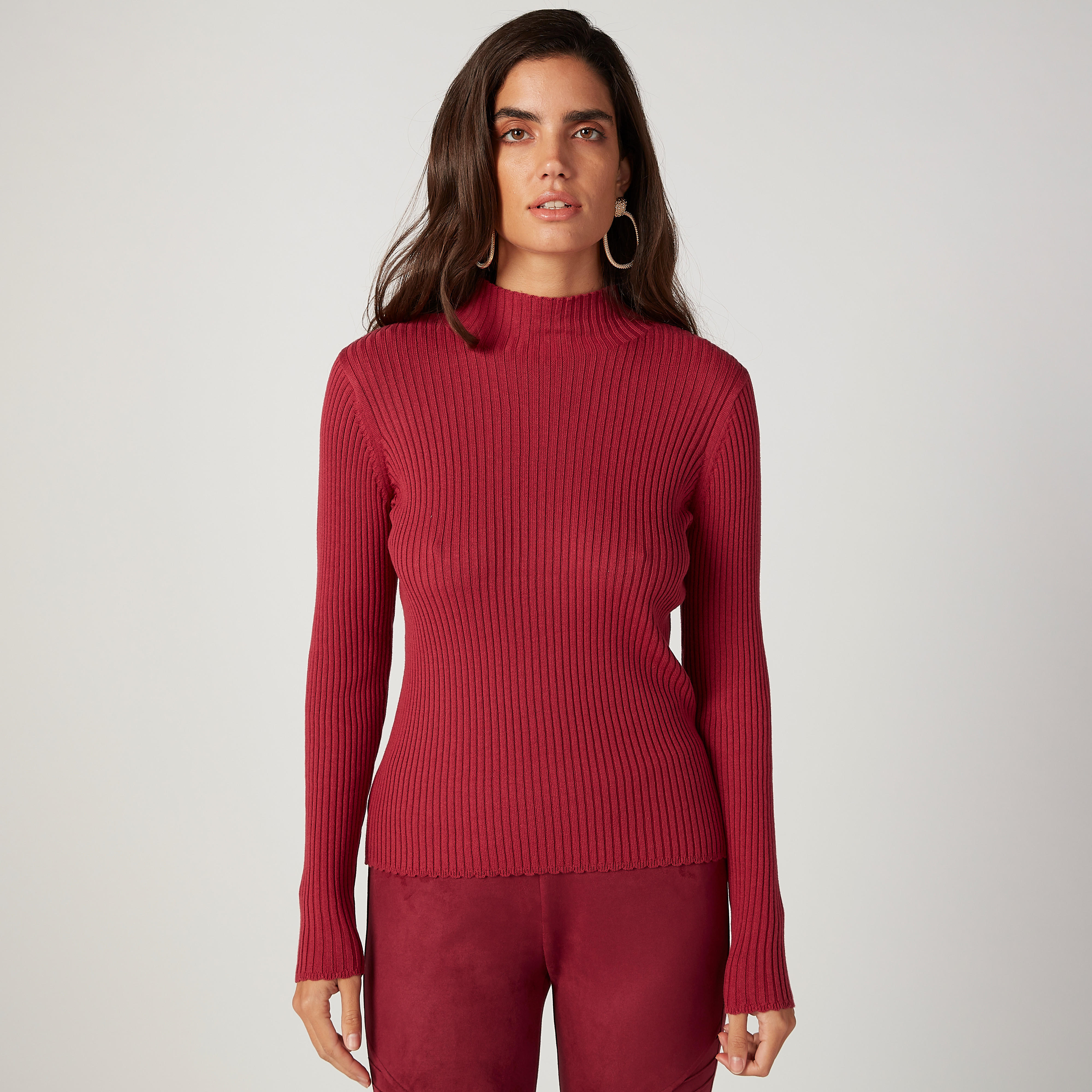 كنزة بارزة الملمس بياقة عالية وأكمام طويلة-women-clothing-cardigansandjumpers-jumpers-image-1