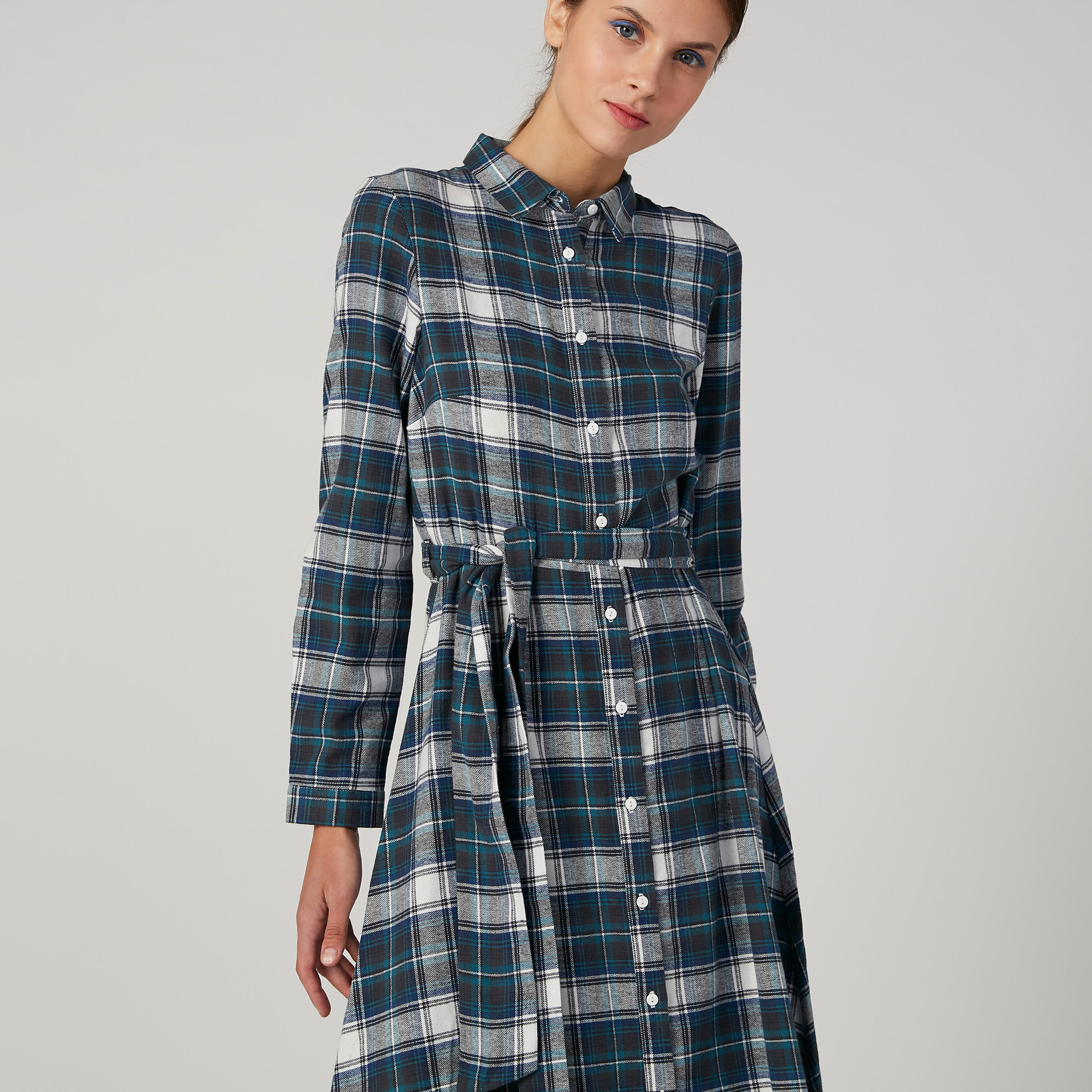 فستان قميص مستدام كاروهات طويل بأكمام طويلة -women-clothing-dresses-image-2