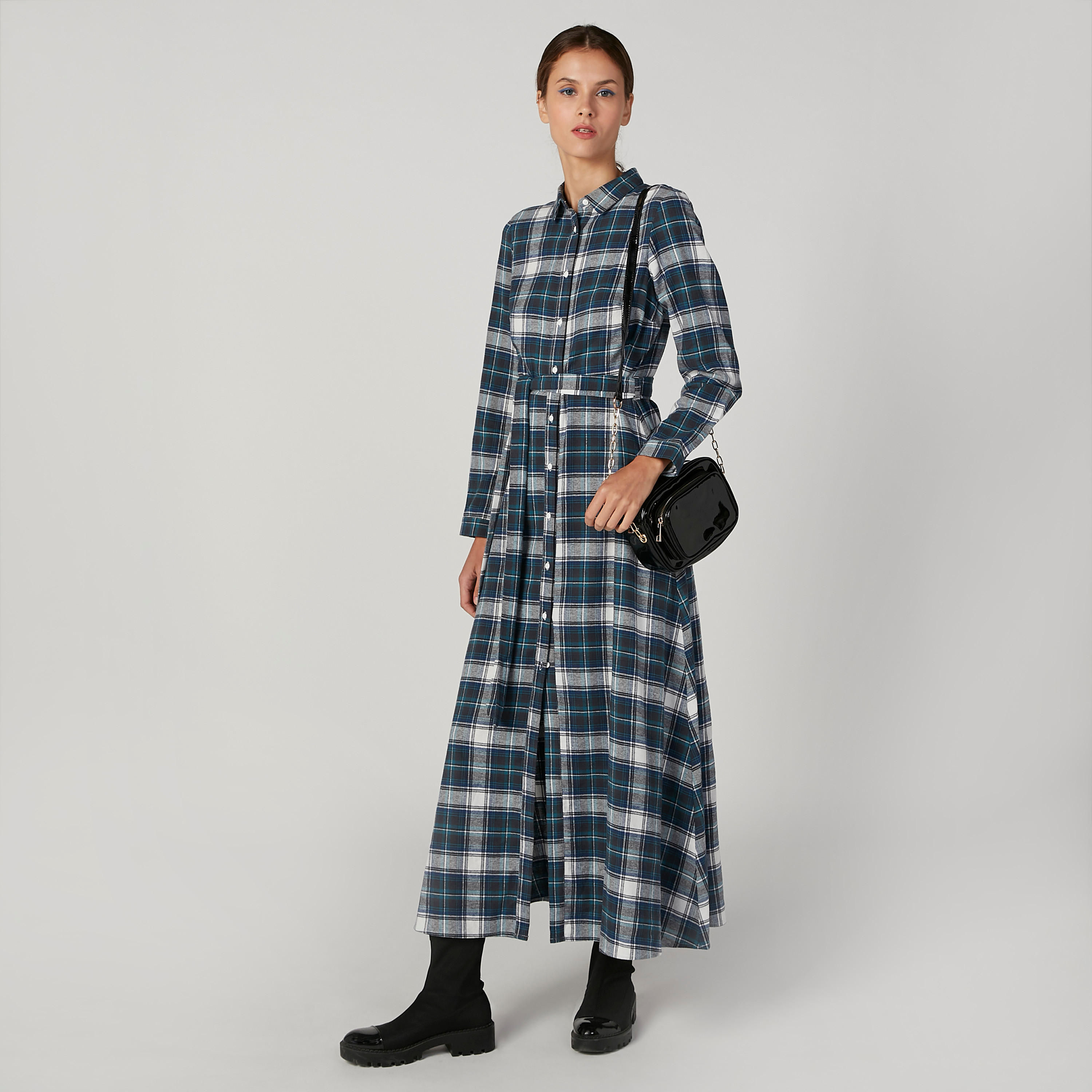فستان قميص مستدام كاروهات طويل بأكمام طويلة -women-clothing-dresses-image-5