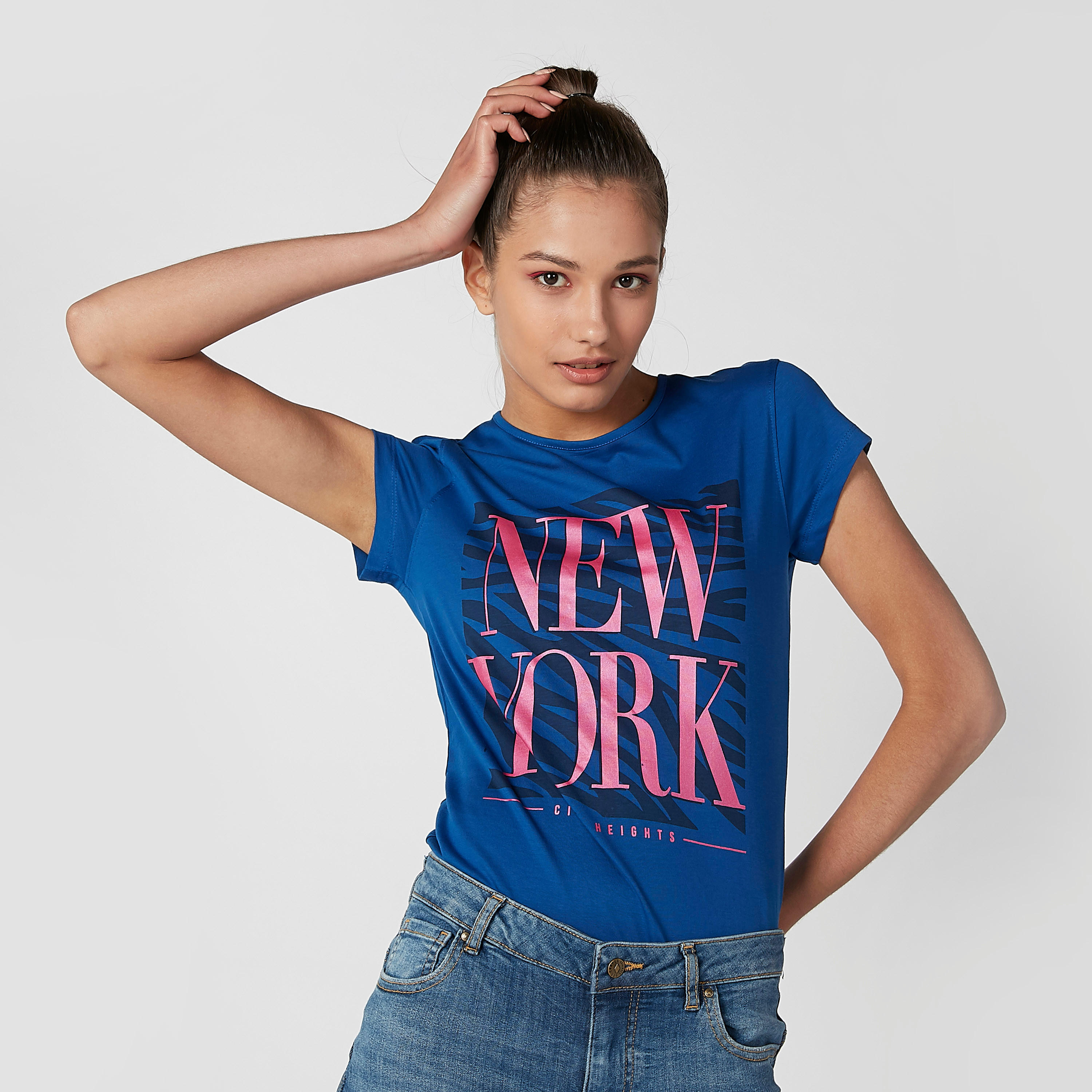 تيشيرت مستدام سليم بأكمام قصيرة وطبعات -women-clothing-tshirts-image-2