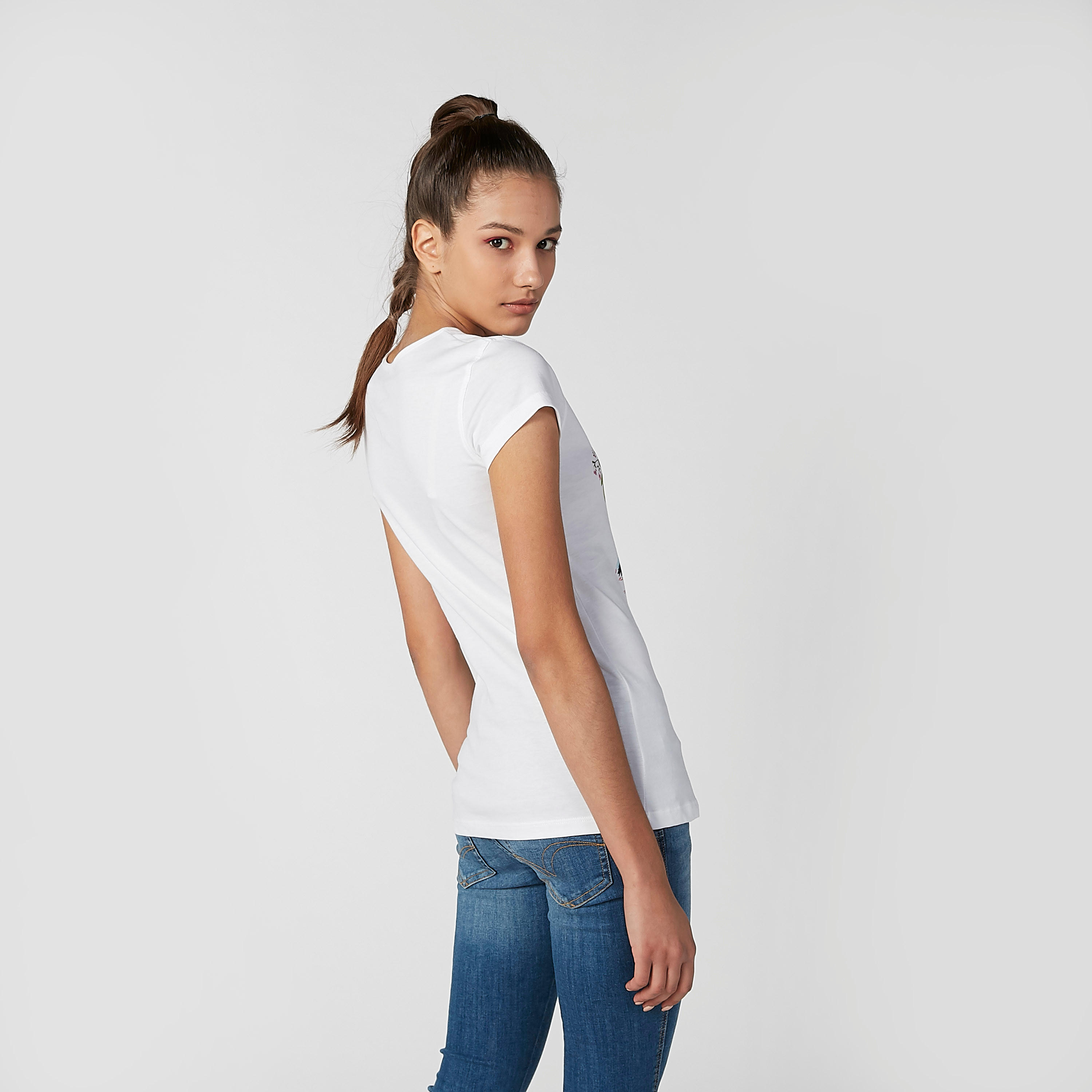 تيشيرت مستدام سليم بياقة مستديرة وأكمام كاب وطبعات -women-clothing-tshirts-image-3