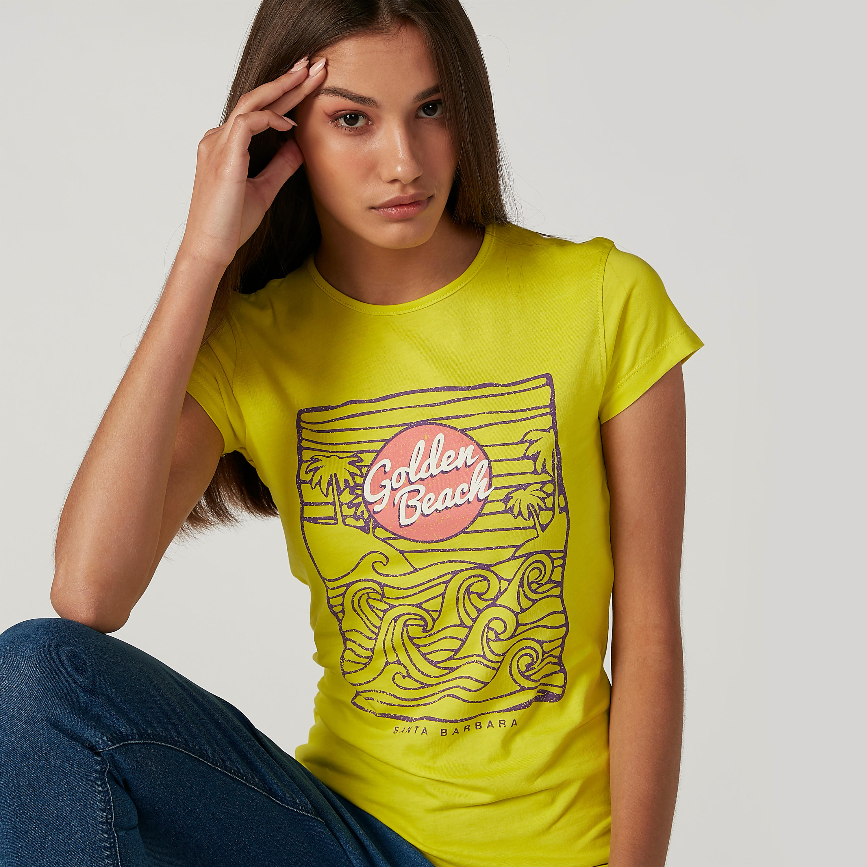 Sustainable Slim Fit Printed Round Neck T-shirt with Cap Sleeves-women-clothing-tshirts-image-1