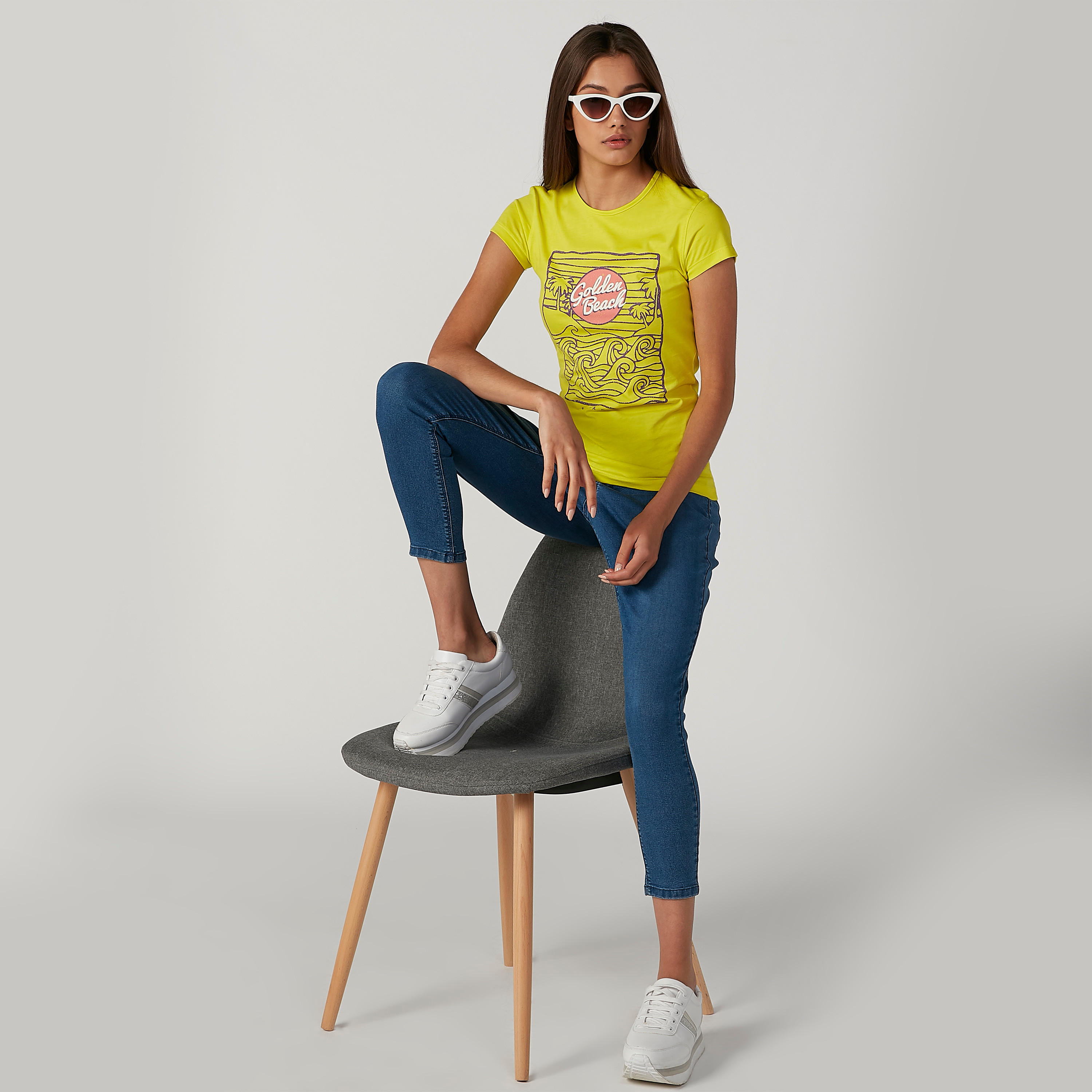 Sustainable Slim Fit Printed Round Neck T-shirt with Cap Sleeves-women-clothing-tshirts-image-3
