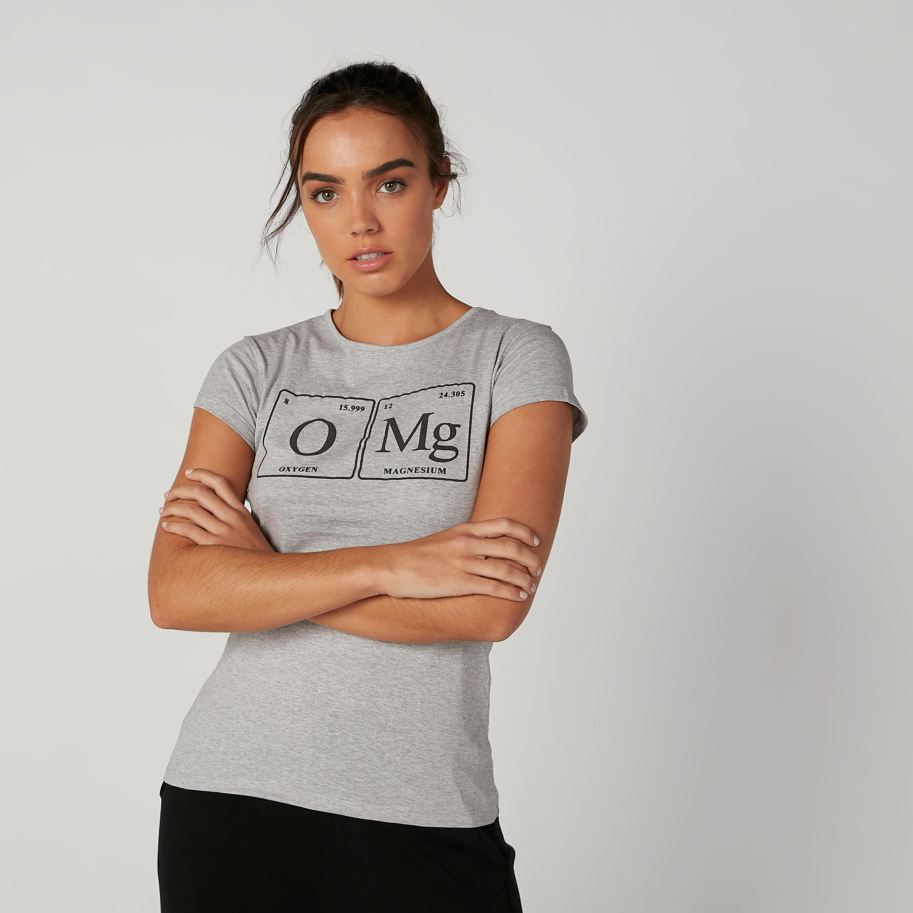 تيشيرت مستدام سليم بياقة مستديرة وأكمام كاب وطبعات -women-clothing-tshirts-image-1