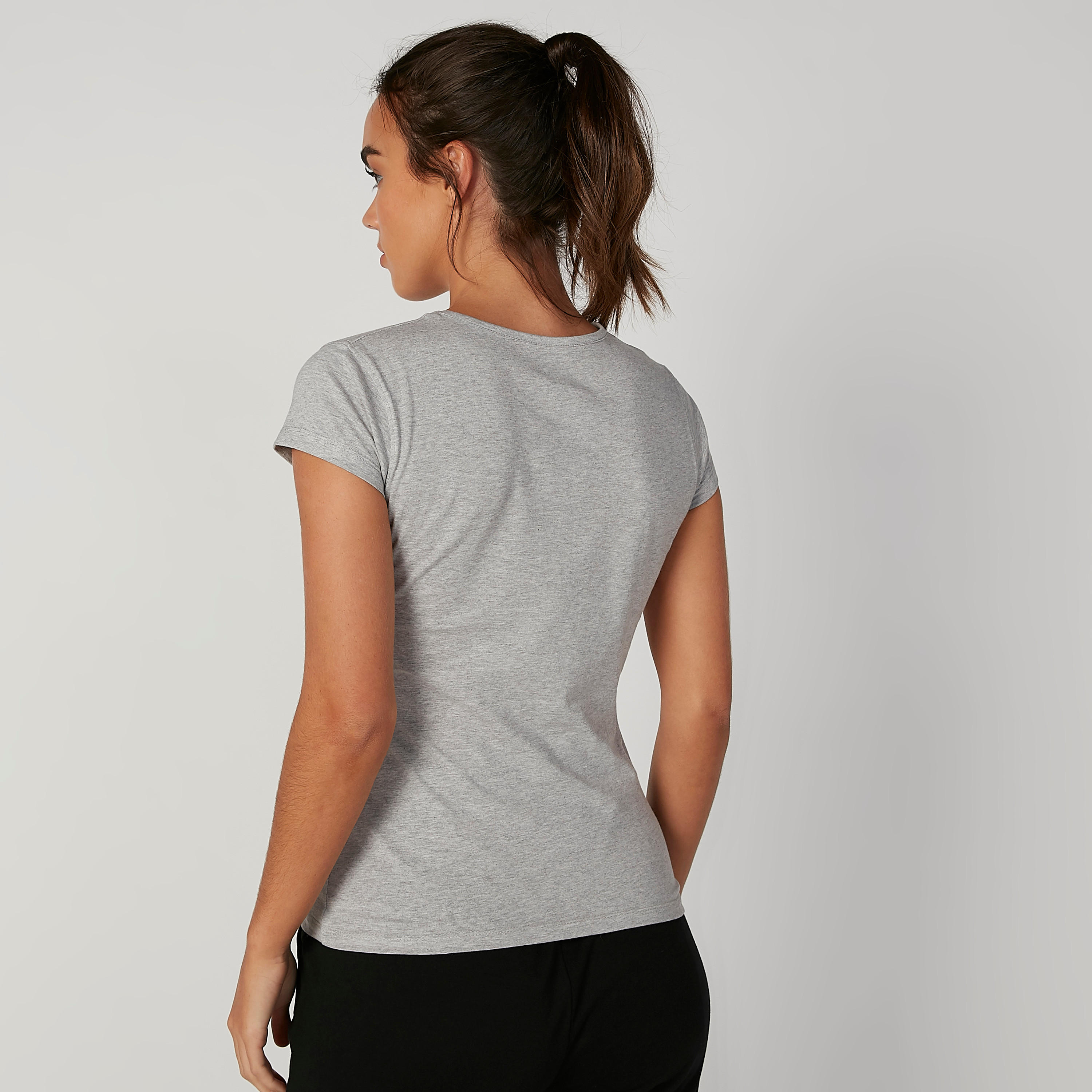 تيشيرت مستدام سليم بياقة مستديرة وأكمام كاب وطبعات -women-clothing-tshirts-image-2