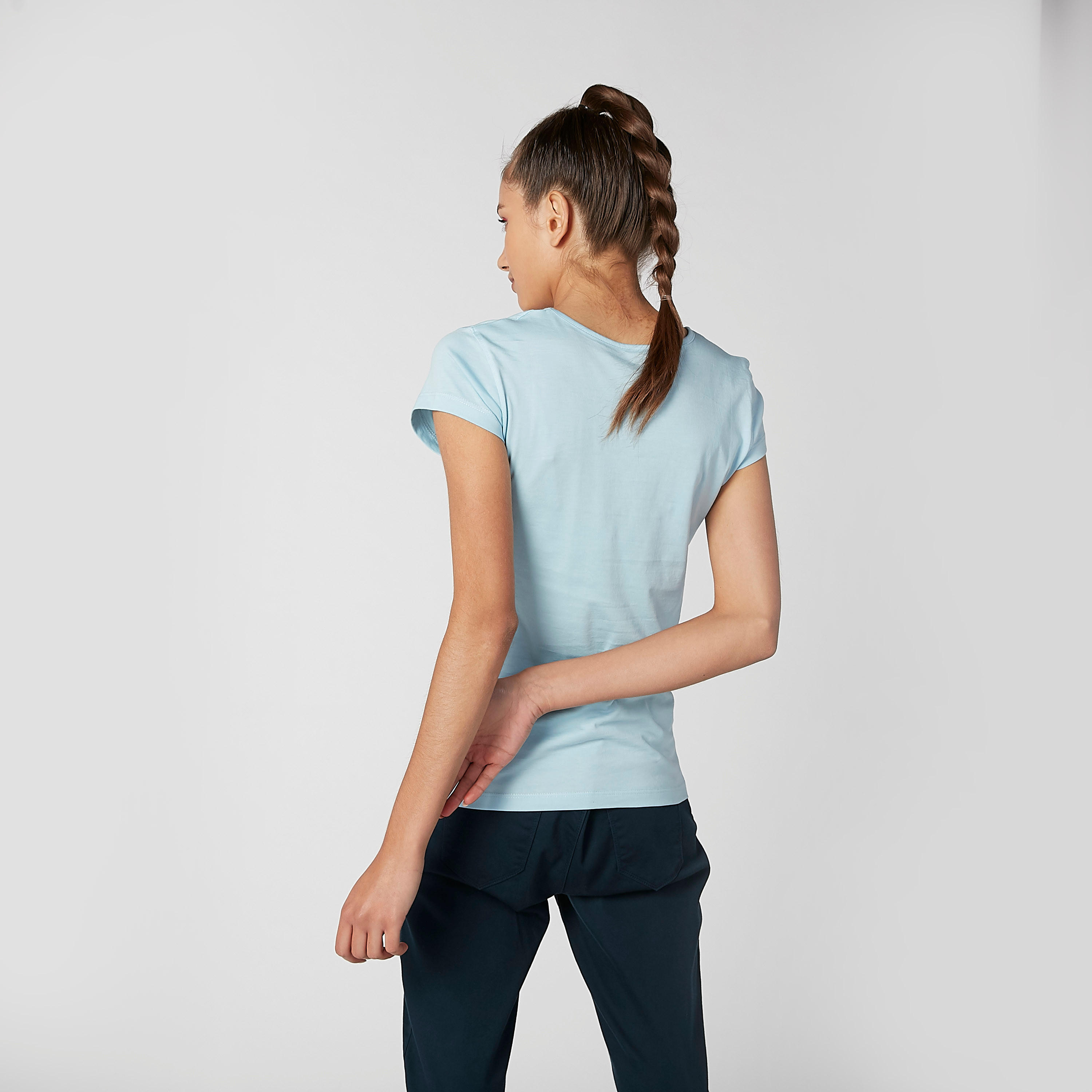 تيشيرت مستدام سليم بياقة مستديرة وأكمام كاب وطبعات -women-clothing-tshirts-image-5