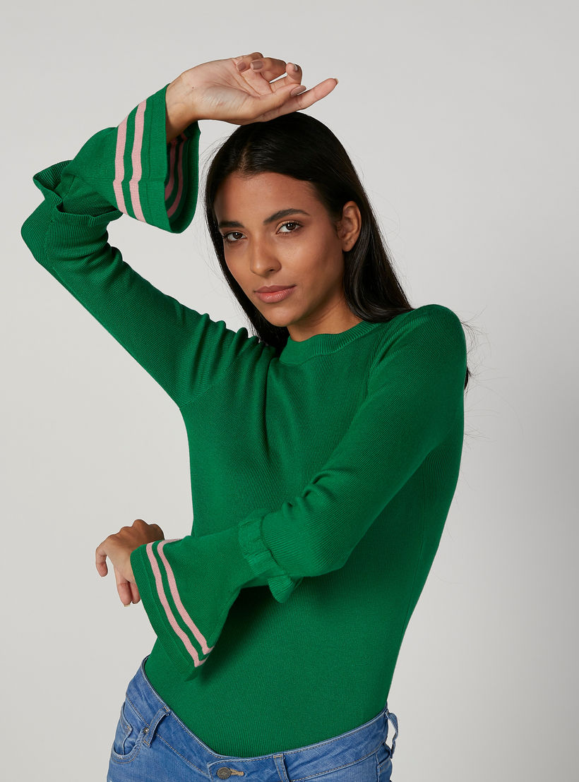 تيشيرت مستدام سليم بياقة مستديرة وأكمام كاب وطبعات-women-clothing-tshirts-image-1