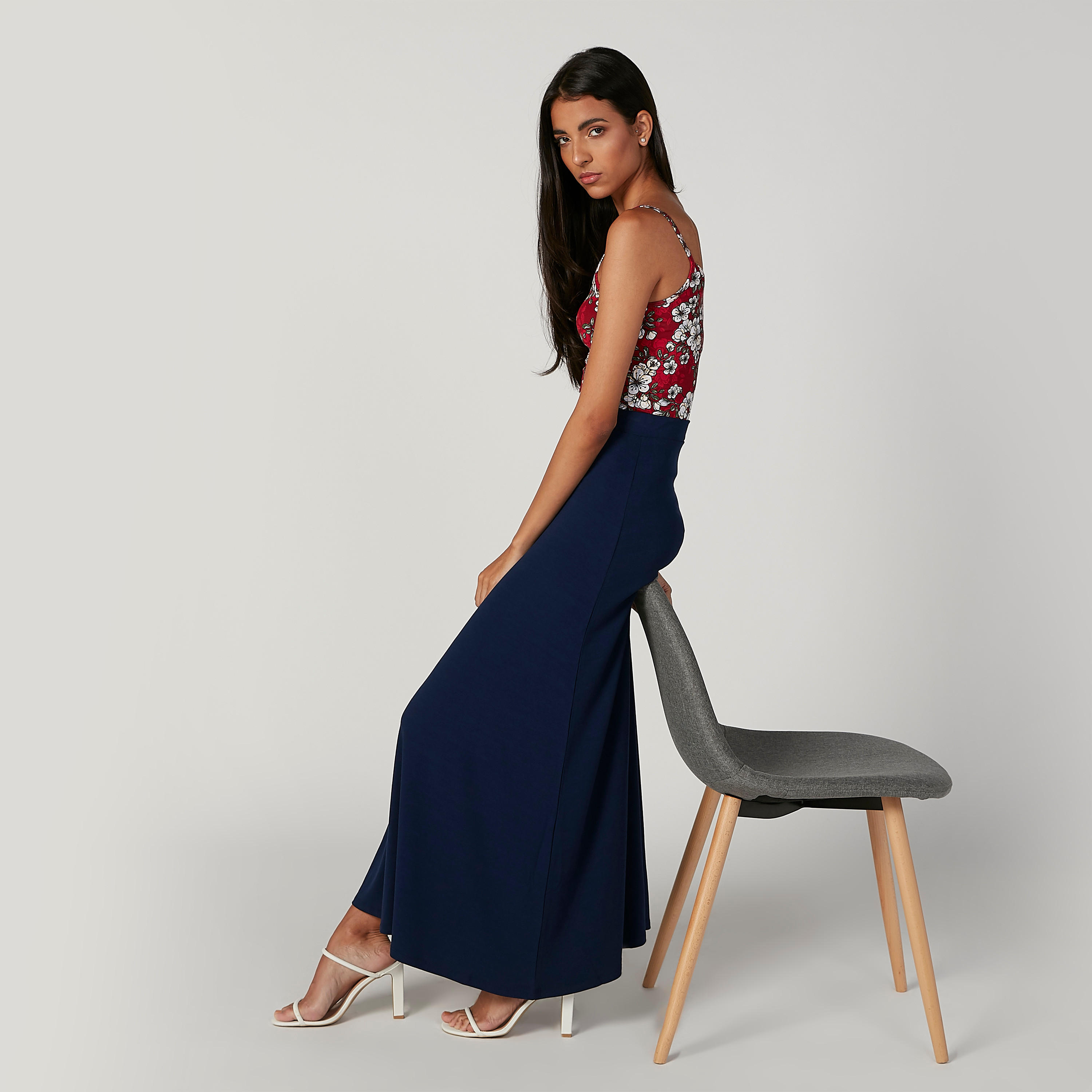 تنورة ماكسي إيه لاين سادة بخصر مطّاطي-women-clothing-bottoms-skirts-image-4