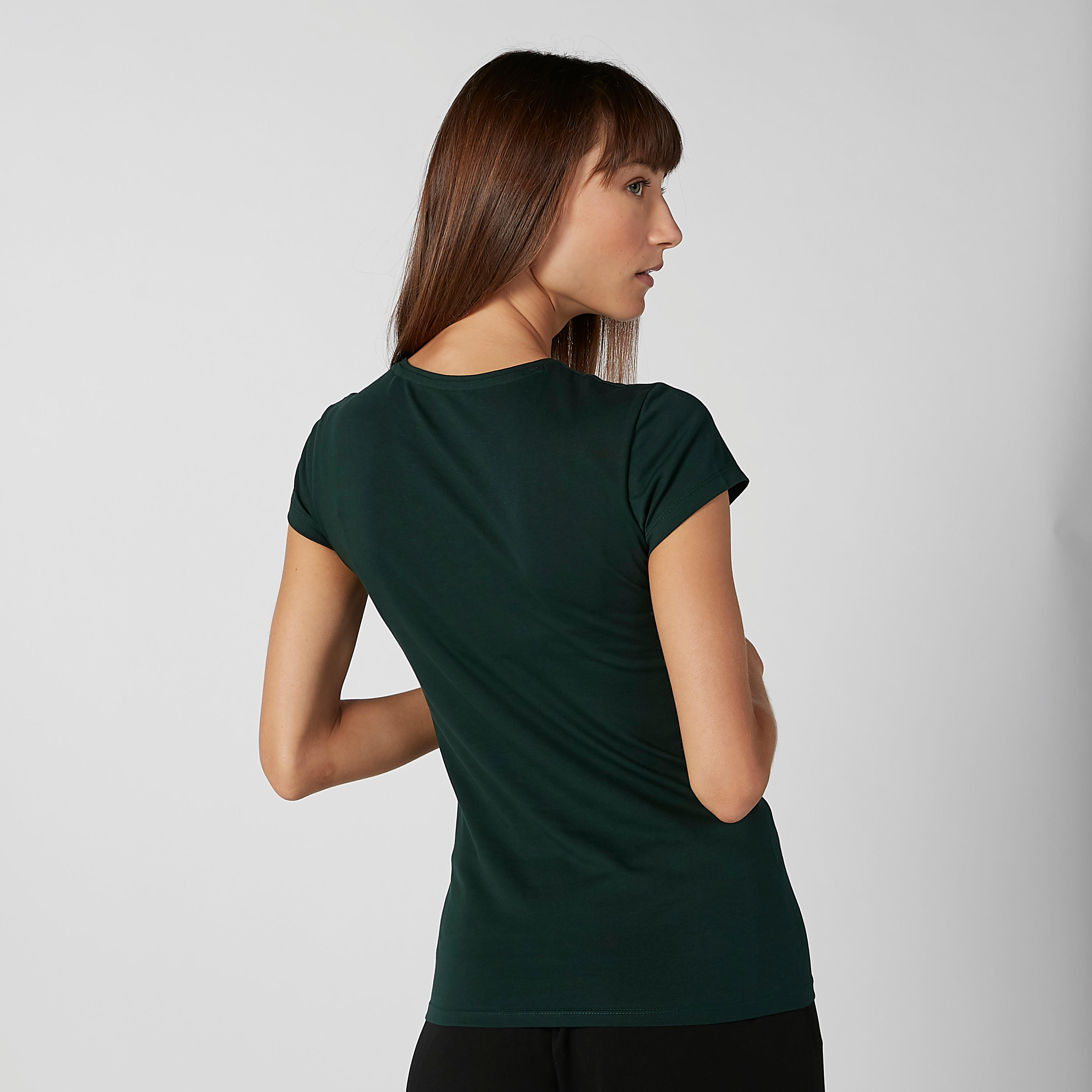 تيشيرت سادة بياقة مستديرة وأكمام كاب-women-clothing-tshirts-image-1