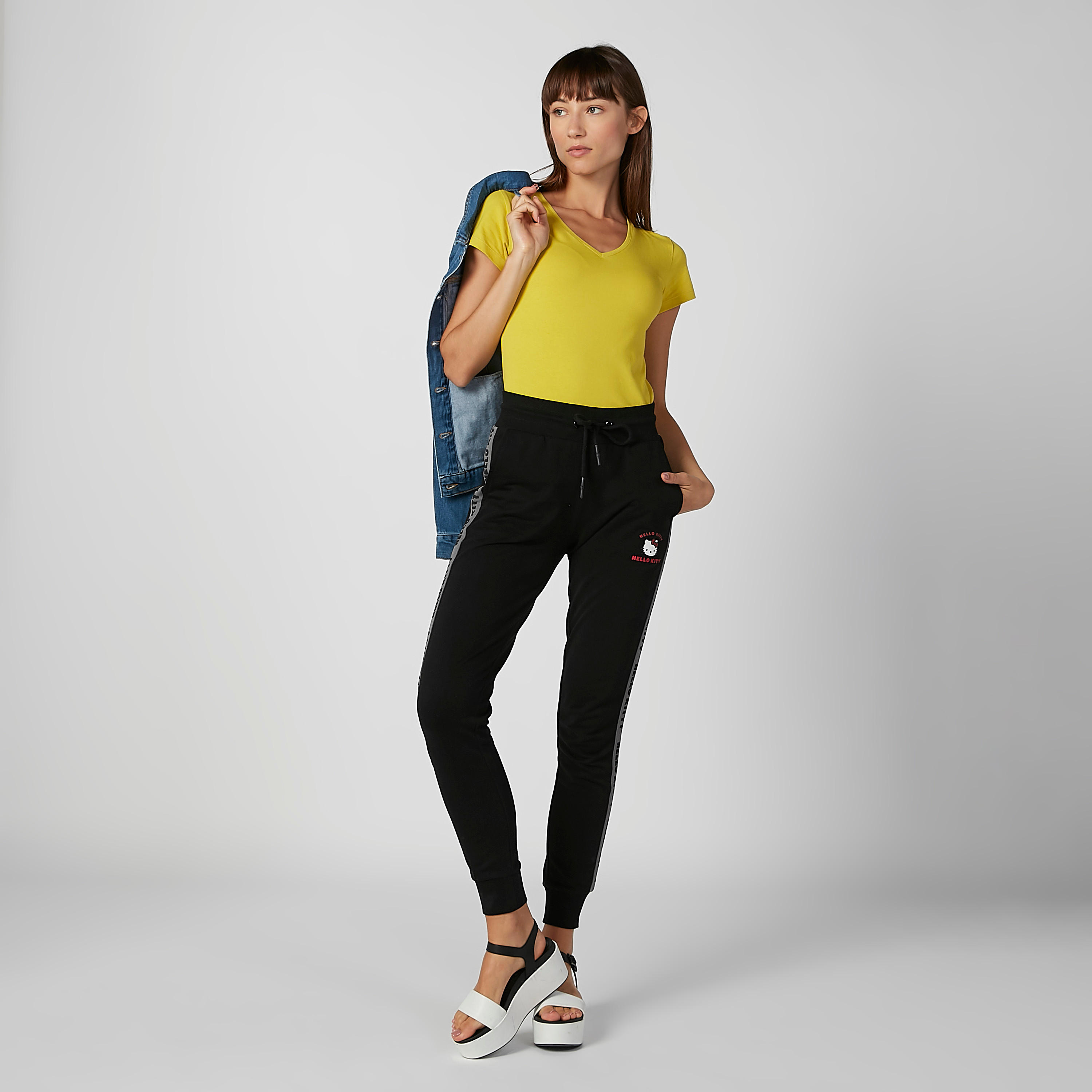 Plain T-shirt with V-neck and Short Sleeves-women-clothing-shirtsandblouses-blouses-image-4