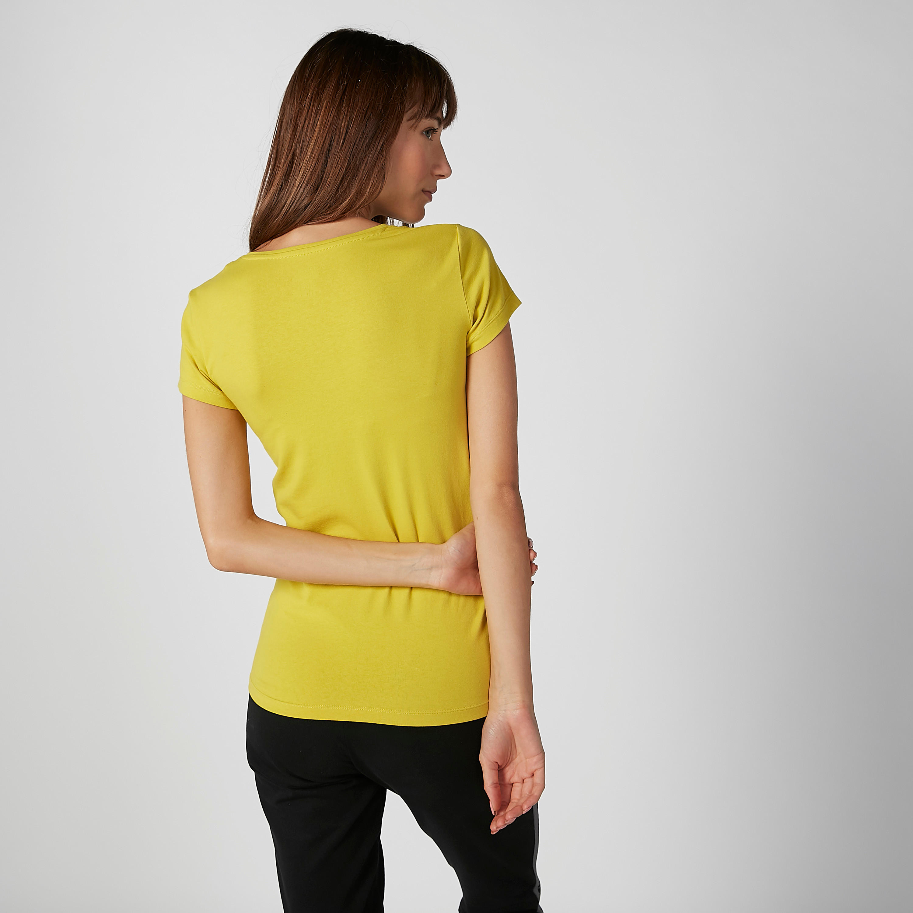 Plain T-shirt with V-neck and Short Sleeves-women-clothing-shirtsandblouses-blouses-image-5