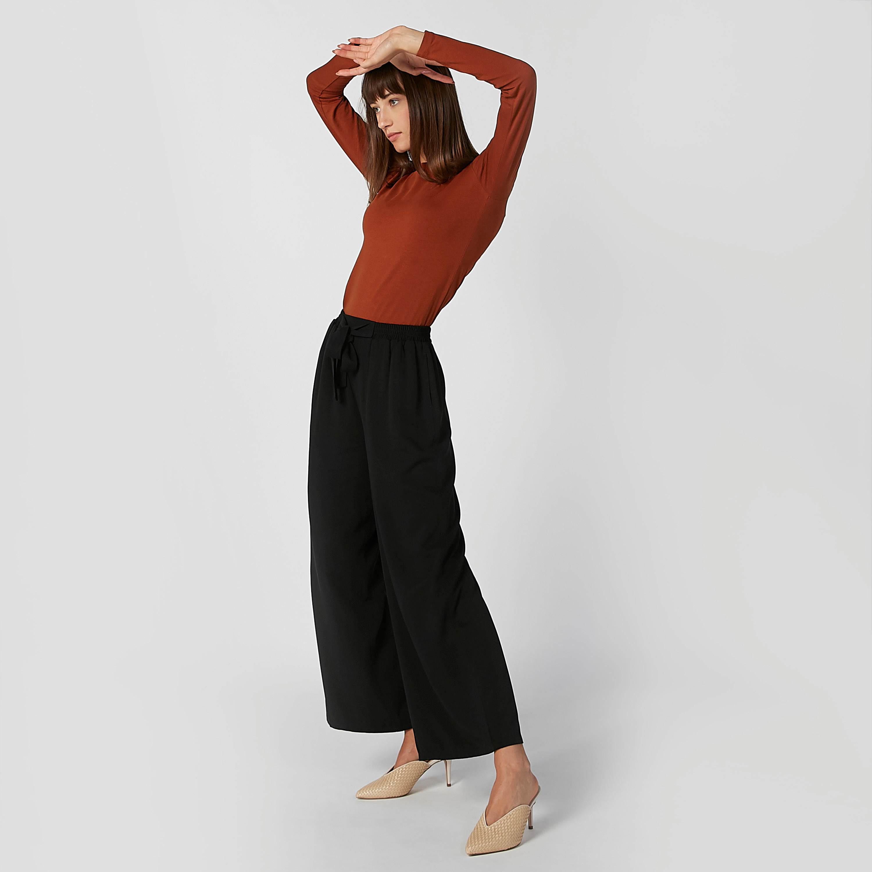 Plain Top with Round Neck and Long Sleeves-women-clothing-tshirts-image-5