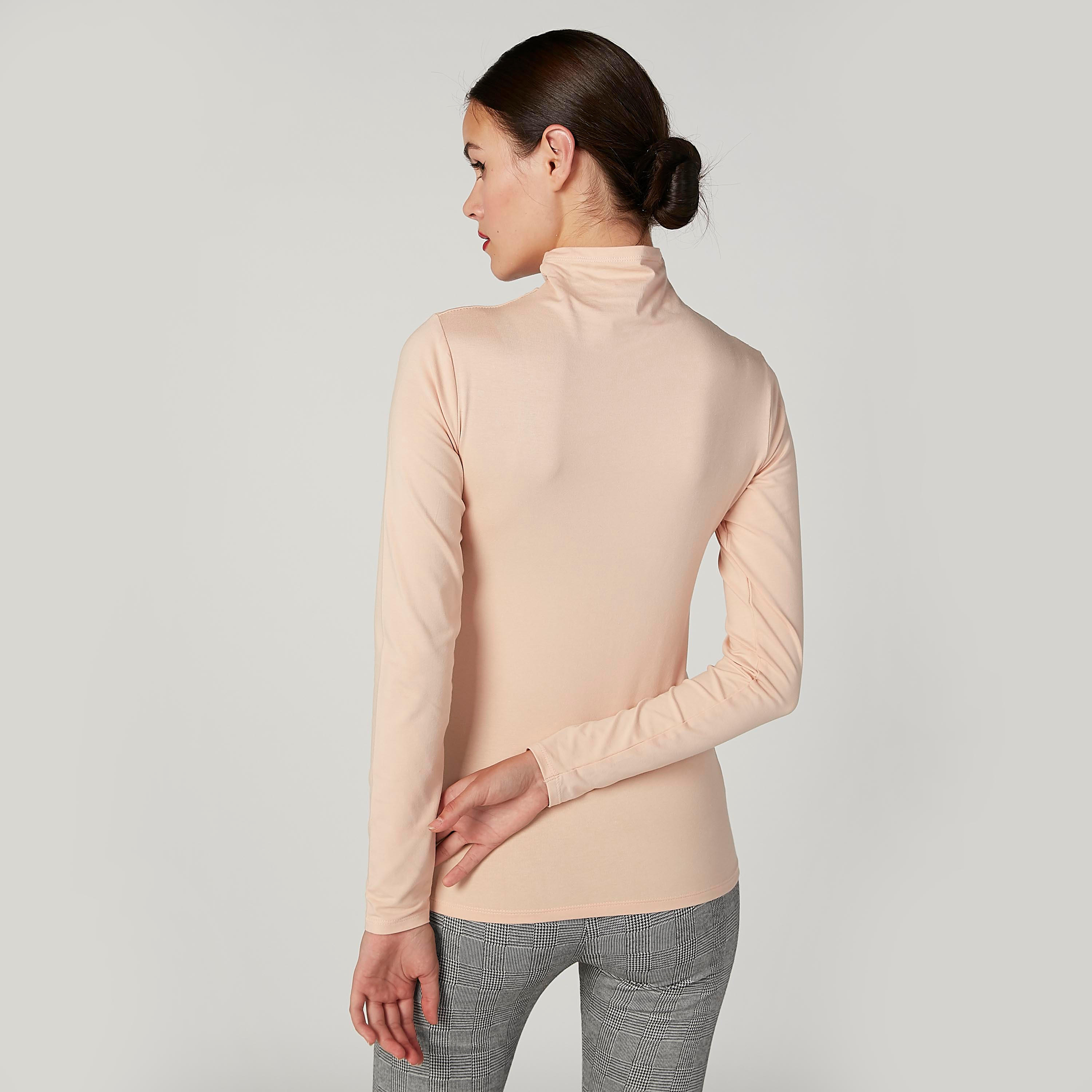تيشيرت سادة بياقة عالية وأكمام طويلة-women-clothing-tshirts-image-1