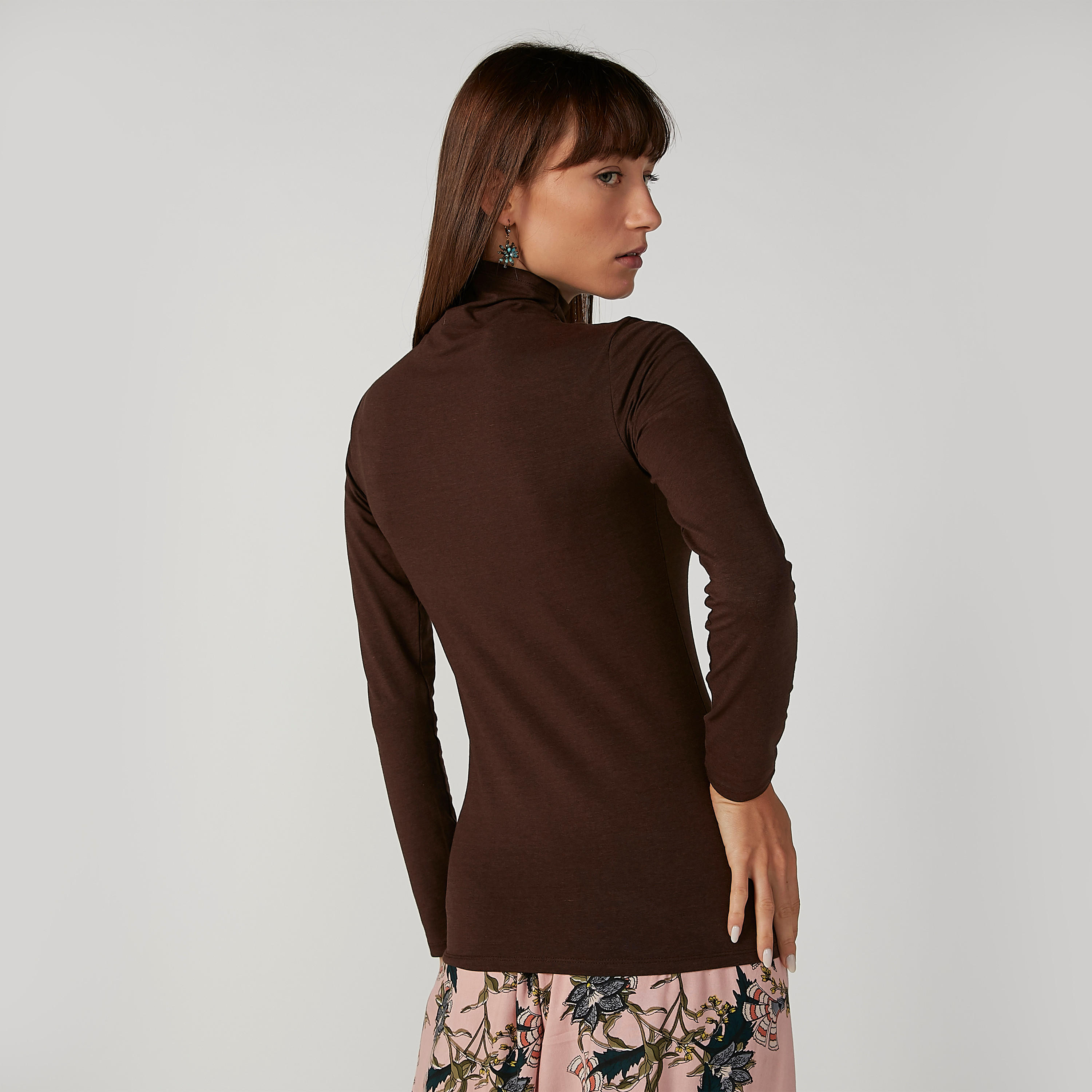 Plain Top with Turtle Neck and Long Sleeves-women-clothing-tshirts-image-2