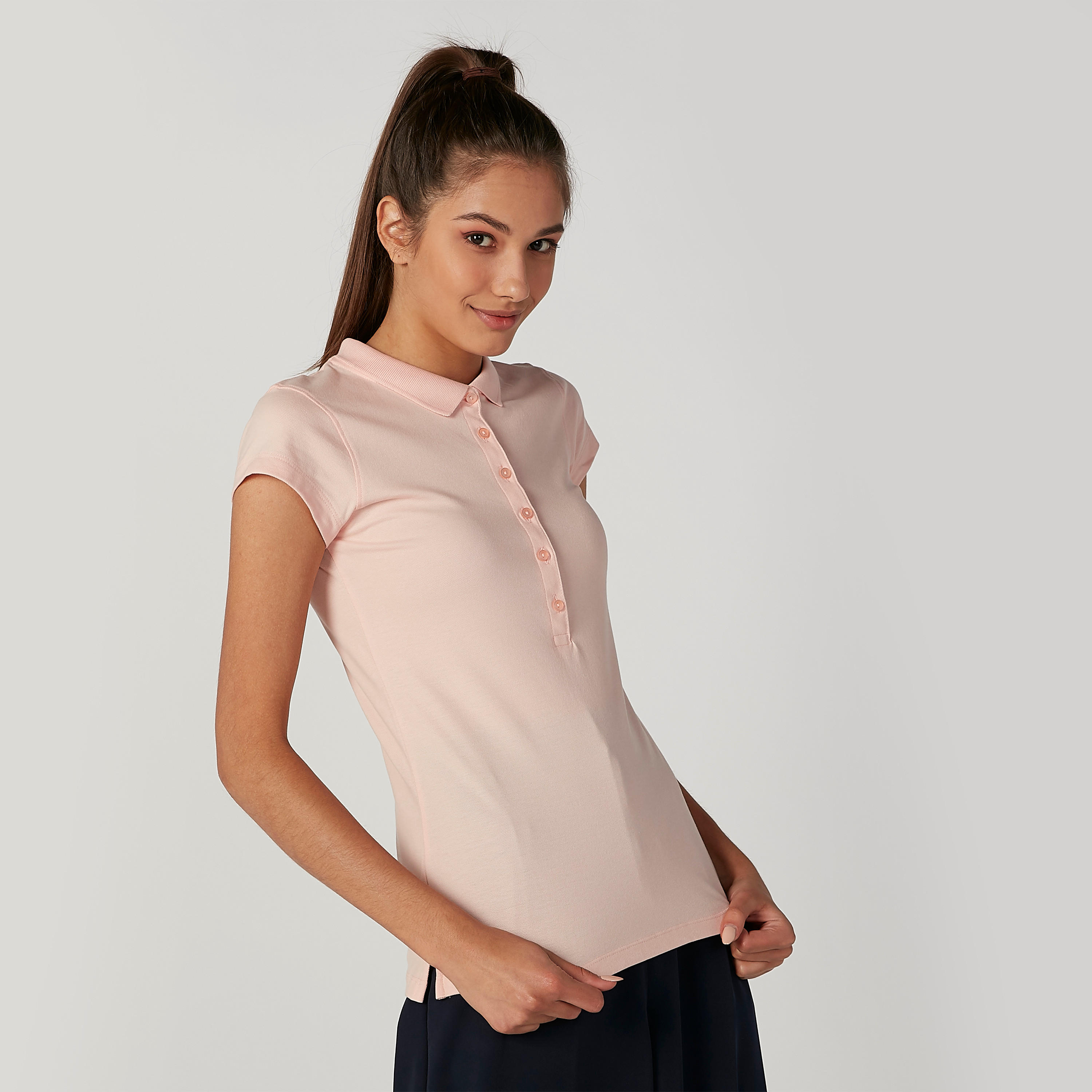 تيشيرت بولو سادة بأكمام كاب-women-clothing-tshirts-image-3