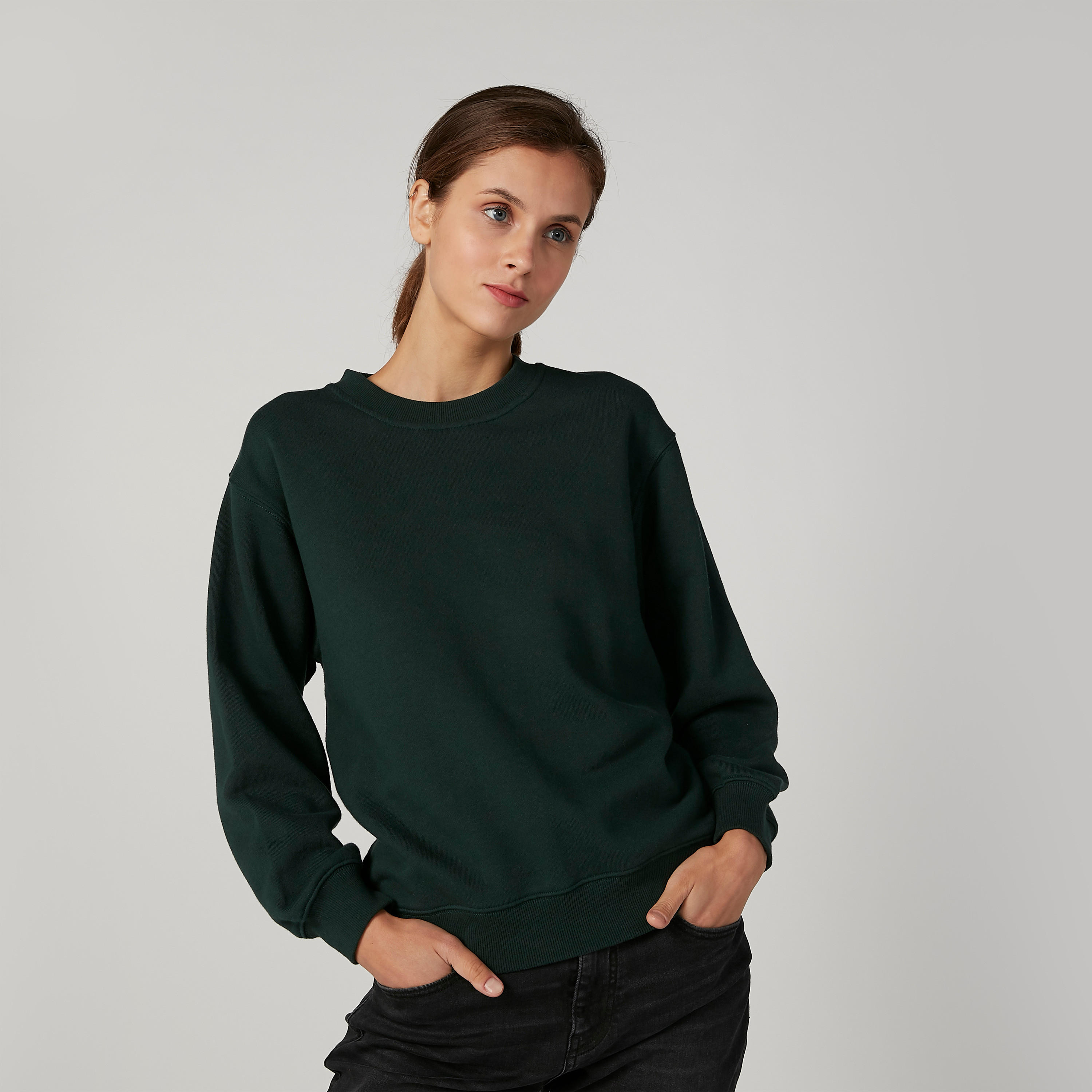 Textured Sweatshirt with Round Neck and Long Sleeves-women-winterwear-hoodiesandsweatshirts-sweatshirts-image-1