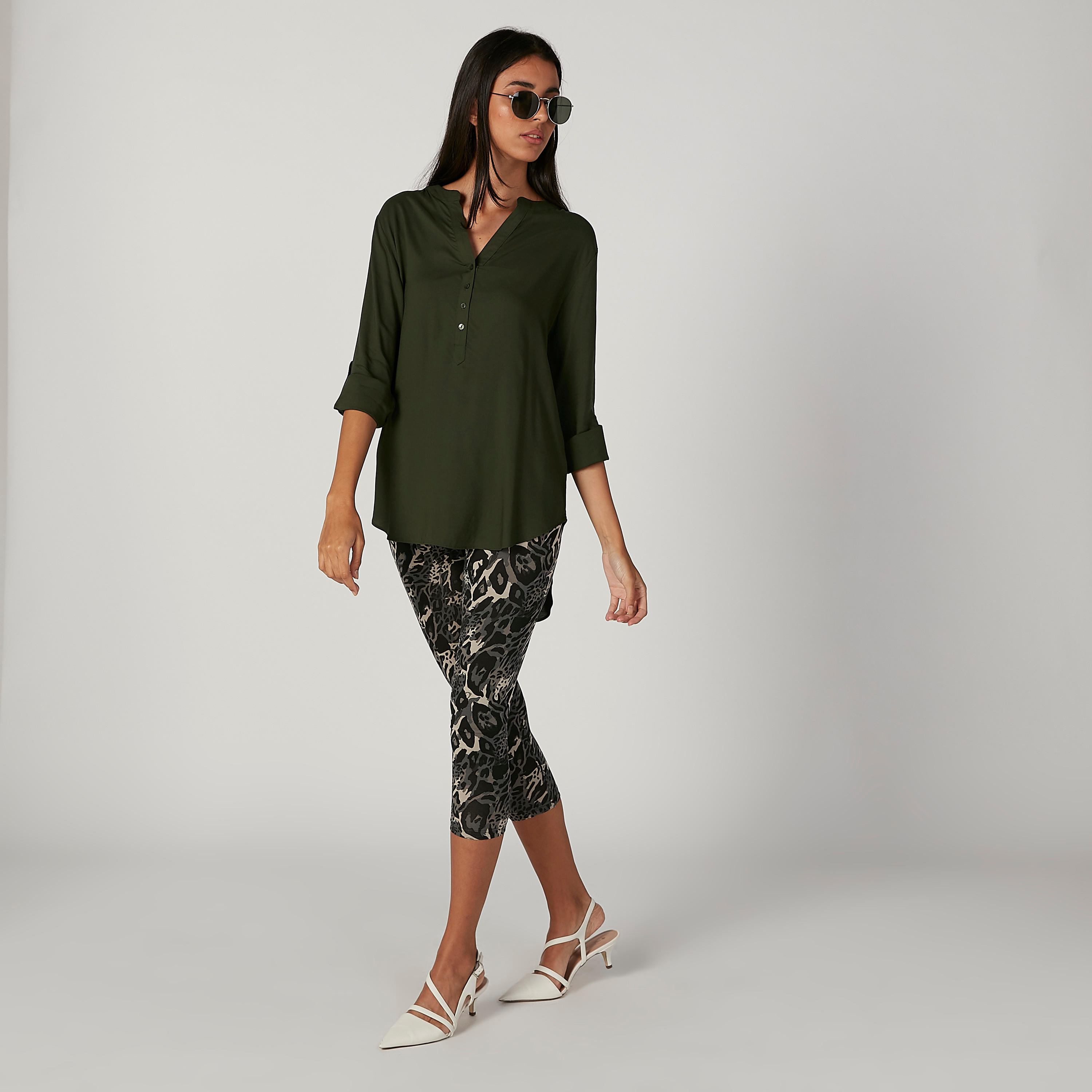 Printed 3/4 Leggings with Elasticised Waistband-women-clothing-bottoms-leggings-image-4