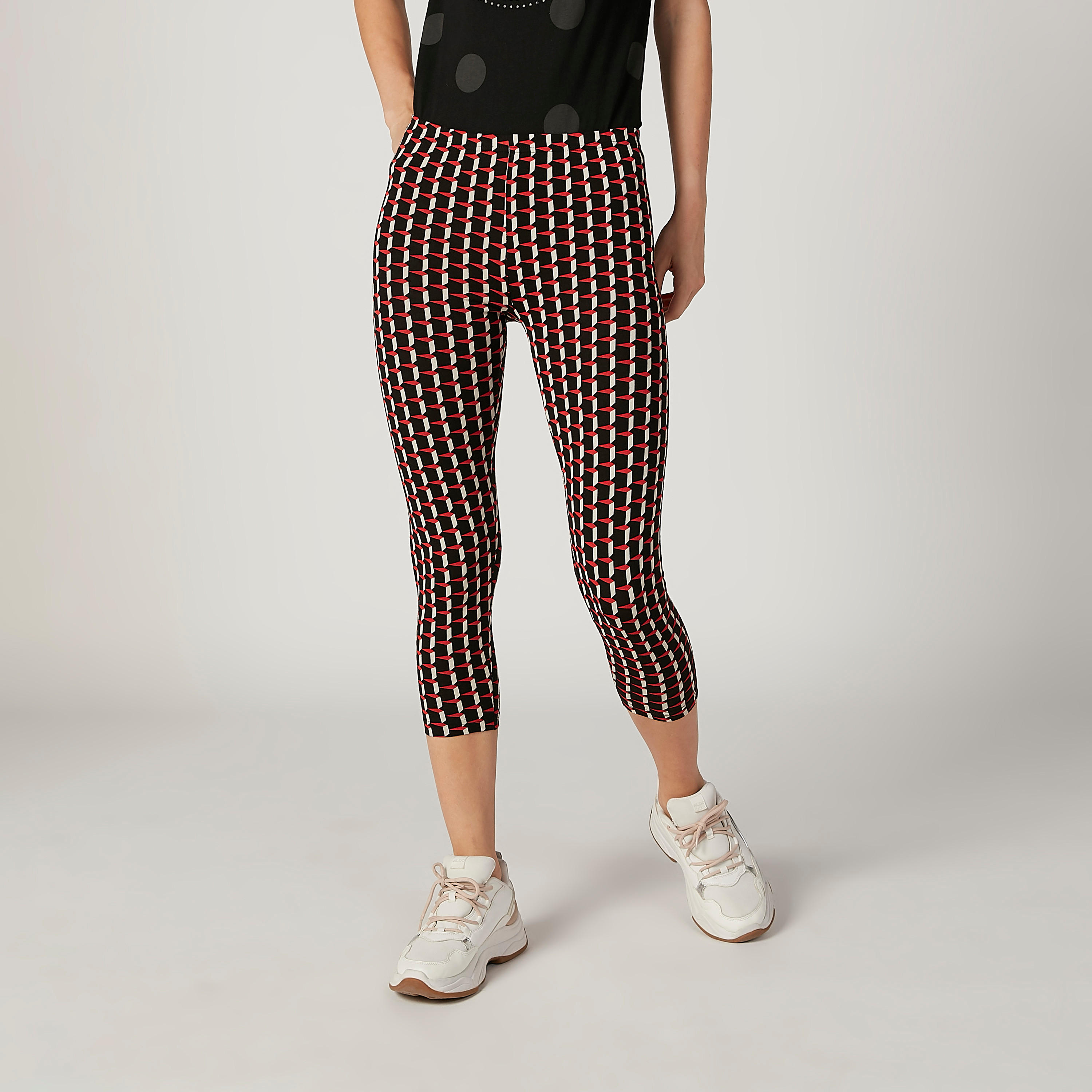 بنطلون ليقنز بطول 3/4 وخصر مطّاطي وطبعات-women-clothing-bottoms-leggings-image-1