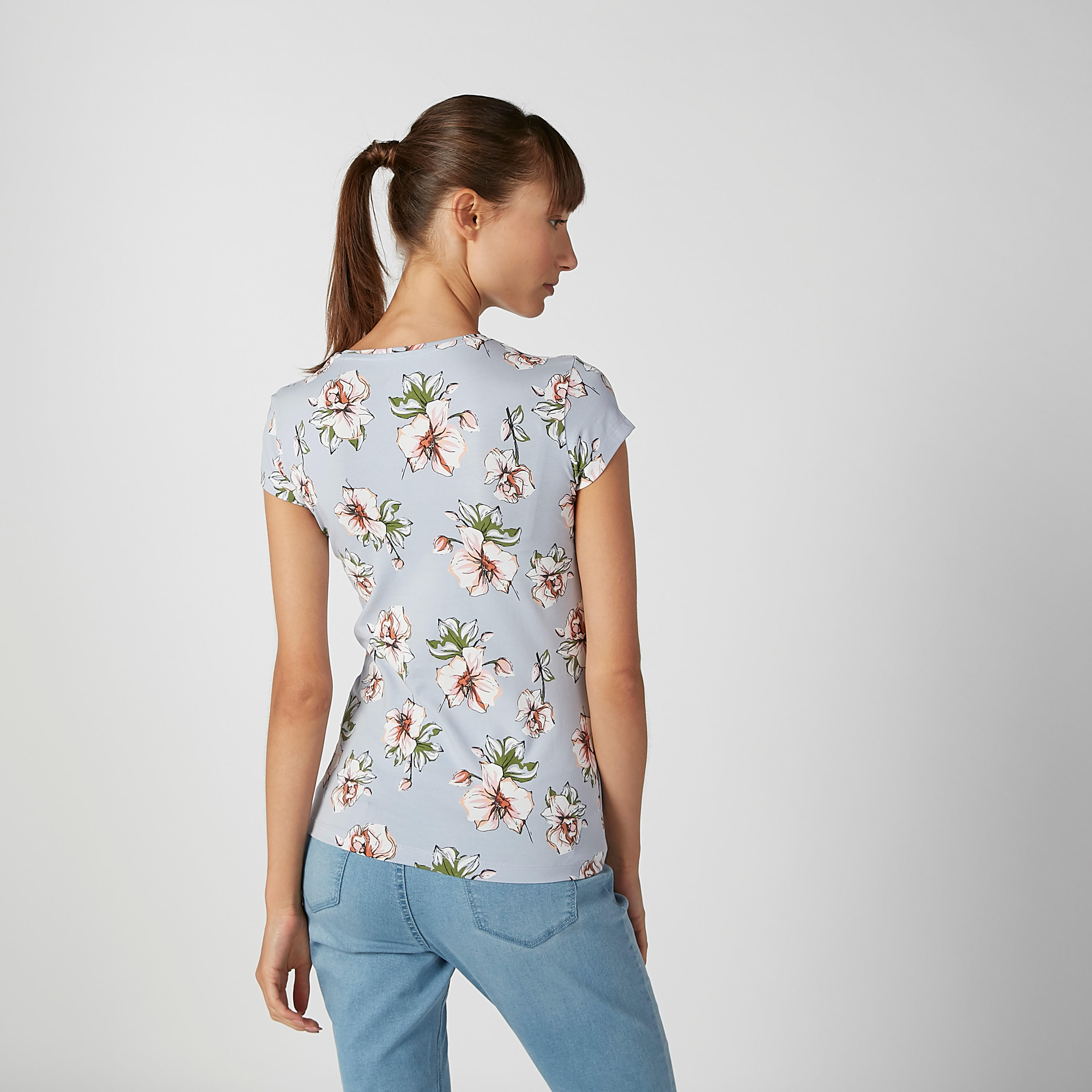 Floral Printed T-shirt with Round Neck and Short Sleeves-women-clothing-tshirts-image-3