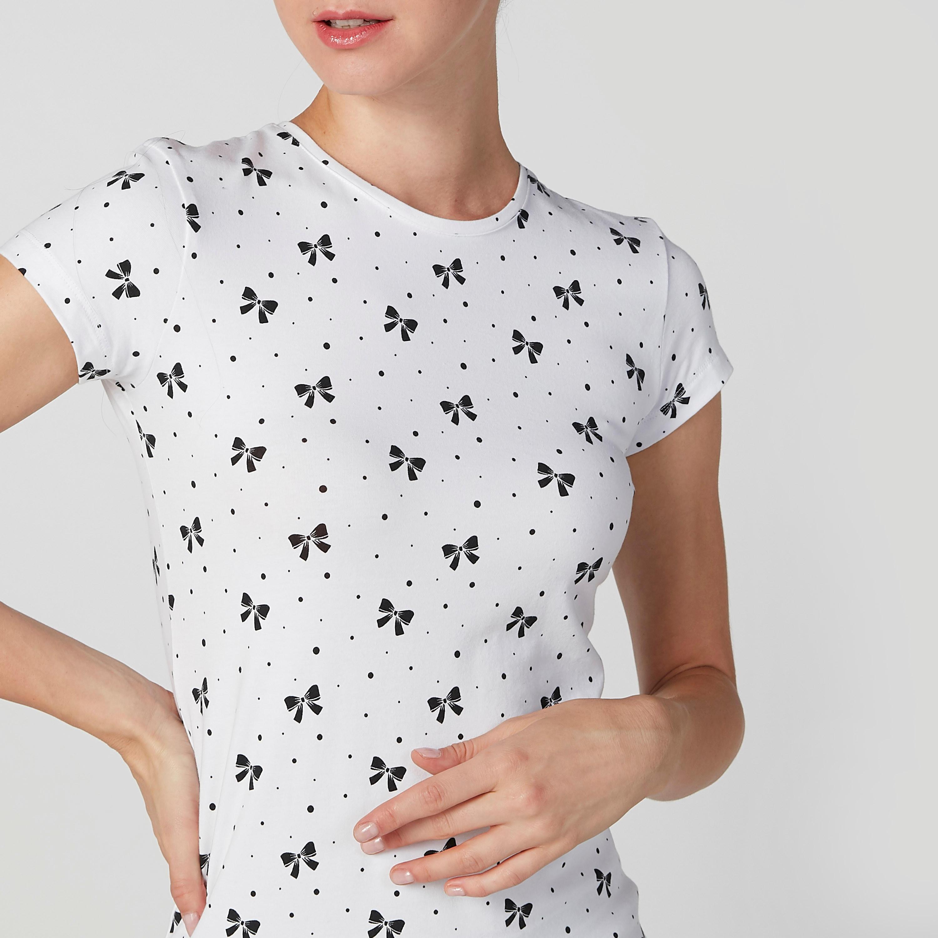 Printed T-shirt with Round Neck and Cap Sleeves-women-clothing-tshirts-image-3