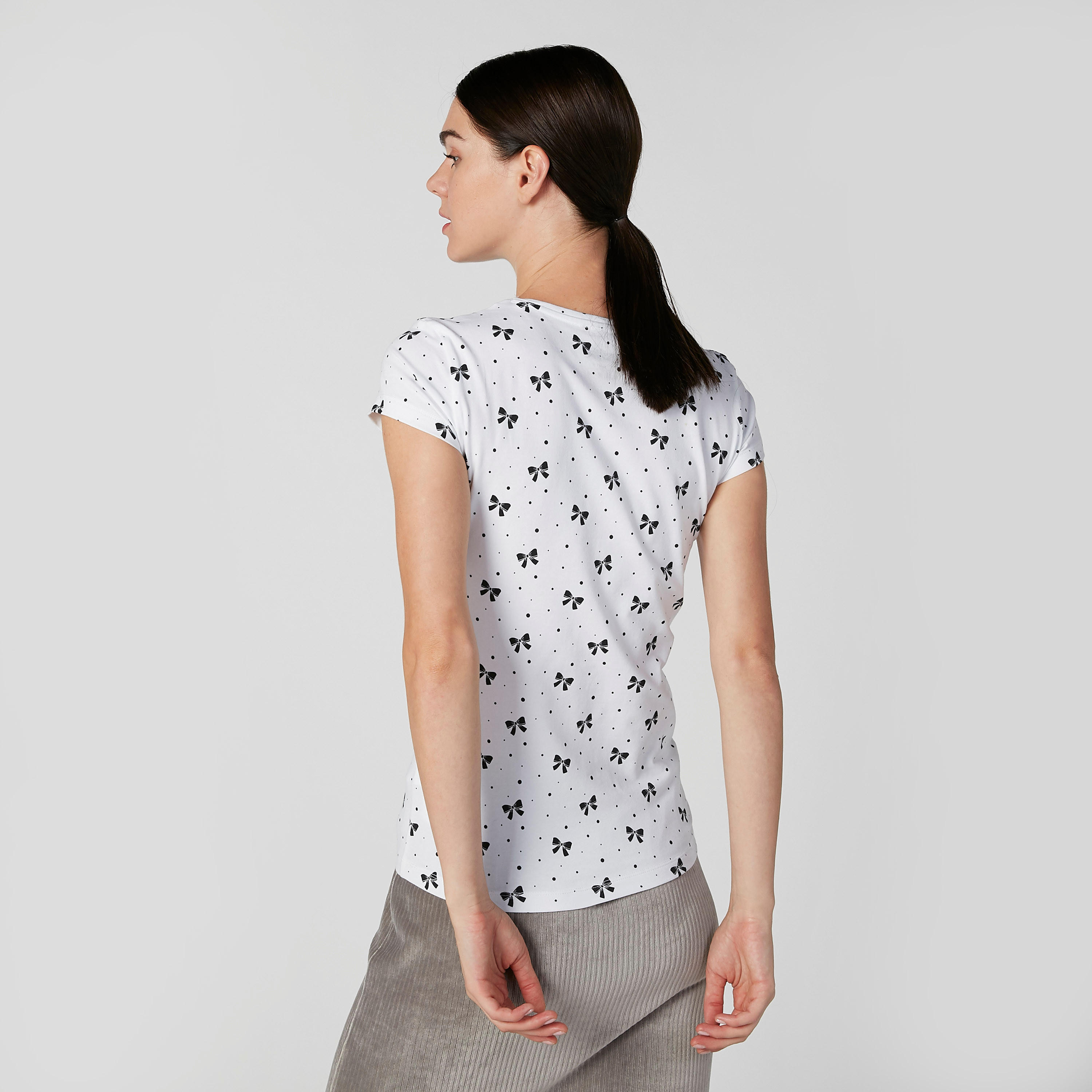 Printed T-shirt with Round Neck and Cap Sleeves-women-clothing-tshirts-image-4
