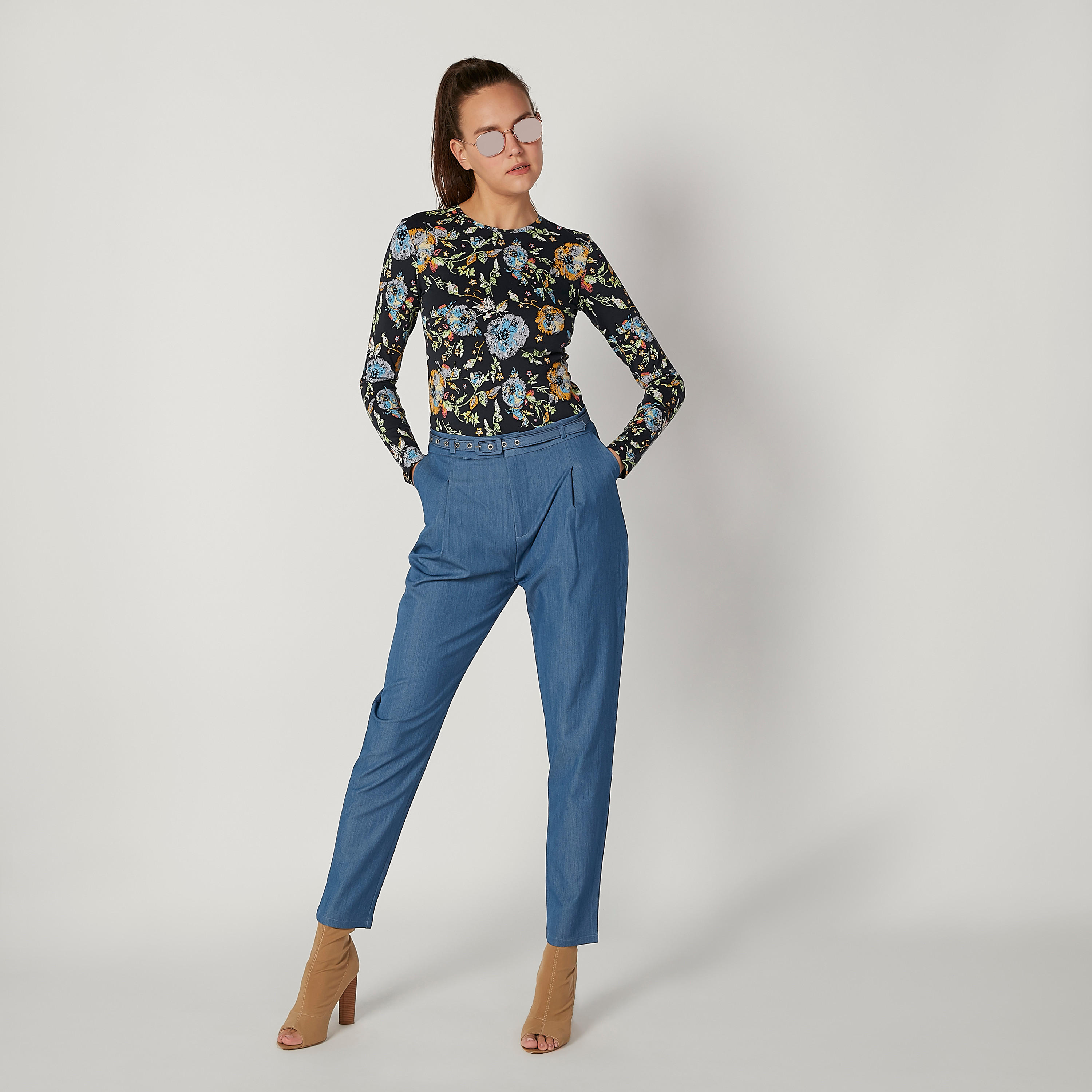 Floral Printed T-shirt with Round Neck and Long Sleeves-women-clothing-tshirts-image-2