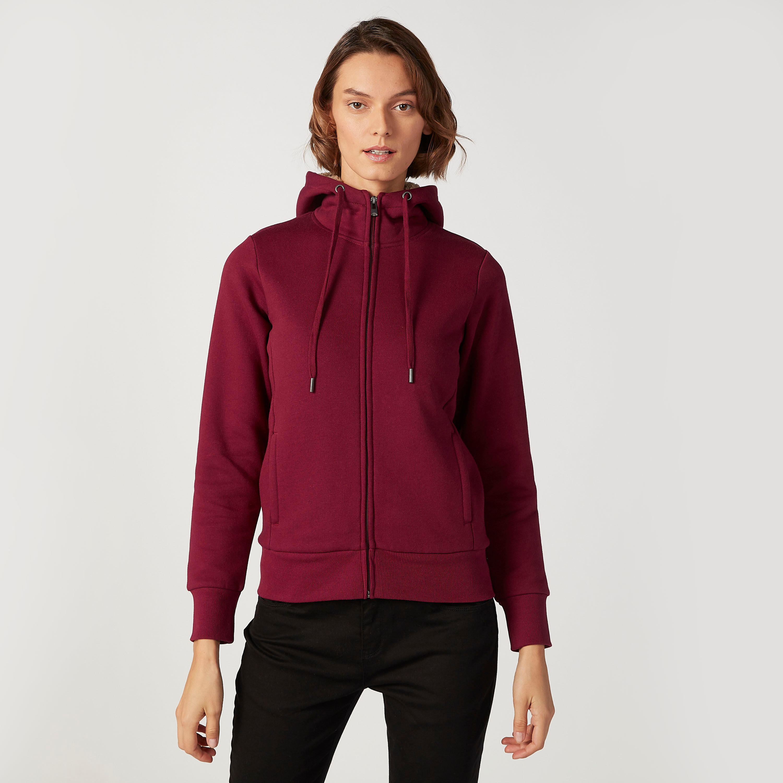جاكيت سادة بقبعة وأكمام طويلة-women-winterwear-coatsandjackets-jackets-image-1