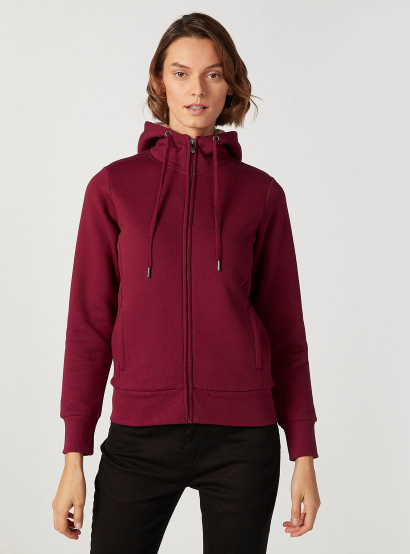 جاكيت سادة بقبعة وأكمام طويلة-women-winterwear-coatsandjackets-jackets-image-4