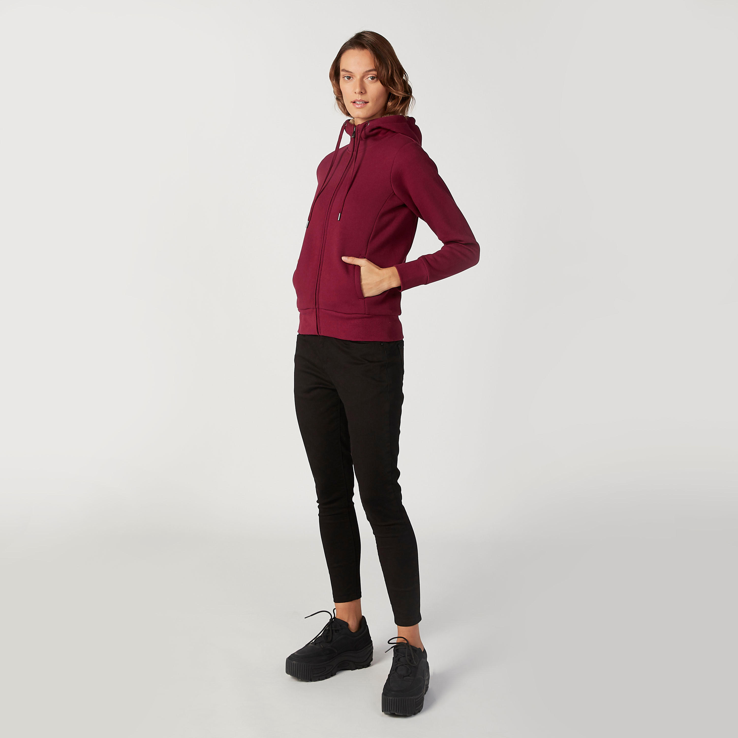 جاكيت سادة بقبعة وأكمام طويلة-women-winterwear-coatsandjackets-jackets-image-2
