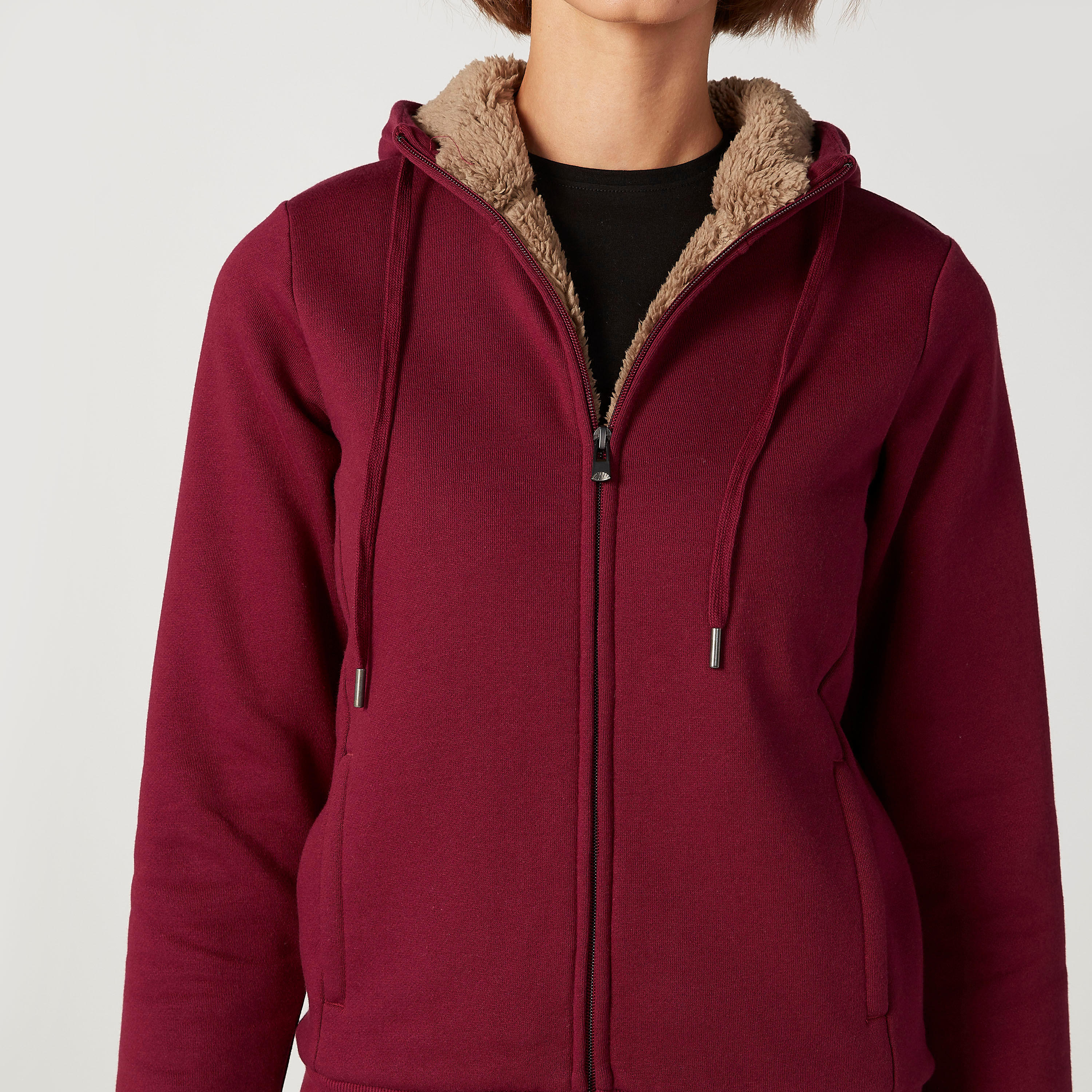 جاكيت سادة بقبعة وأكمام طويلة-women-winterwear-coatsandjackets-jackets-image-2