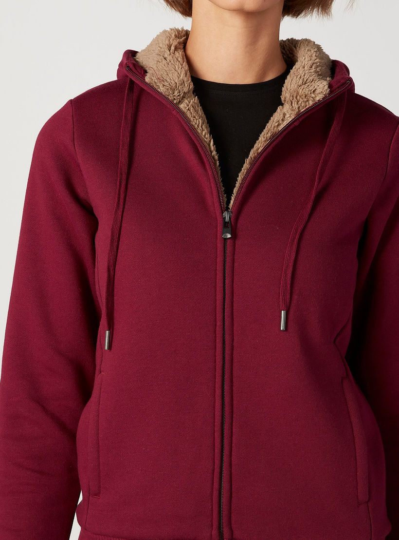 جاكيت سادة بقبعة وأكمام طويلة-women-winterwear-coatsandjackets-jackets-image-2