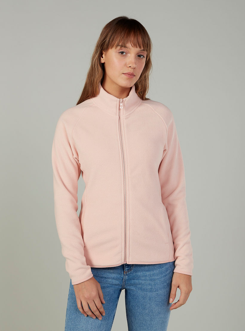 جاكيت بارز الملمس بأكمام طويلة وتفاصيل جيوب-women-winterwear-coatsandjackets-jackets-image-1