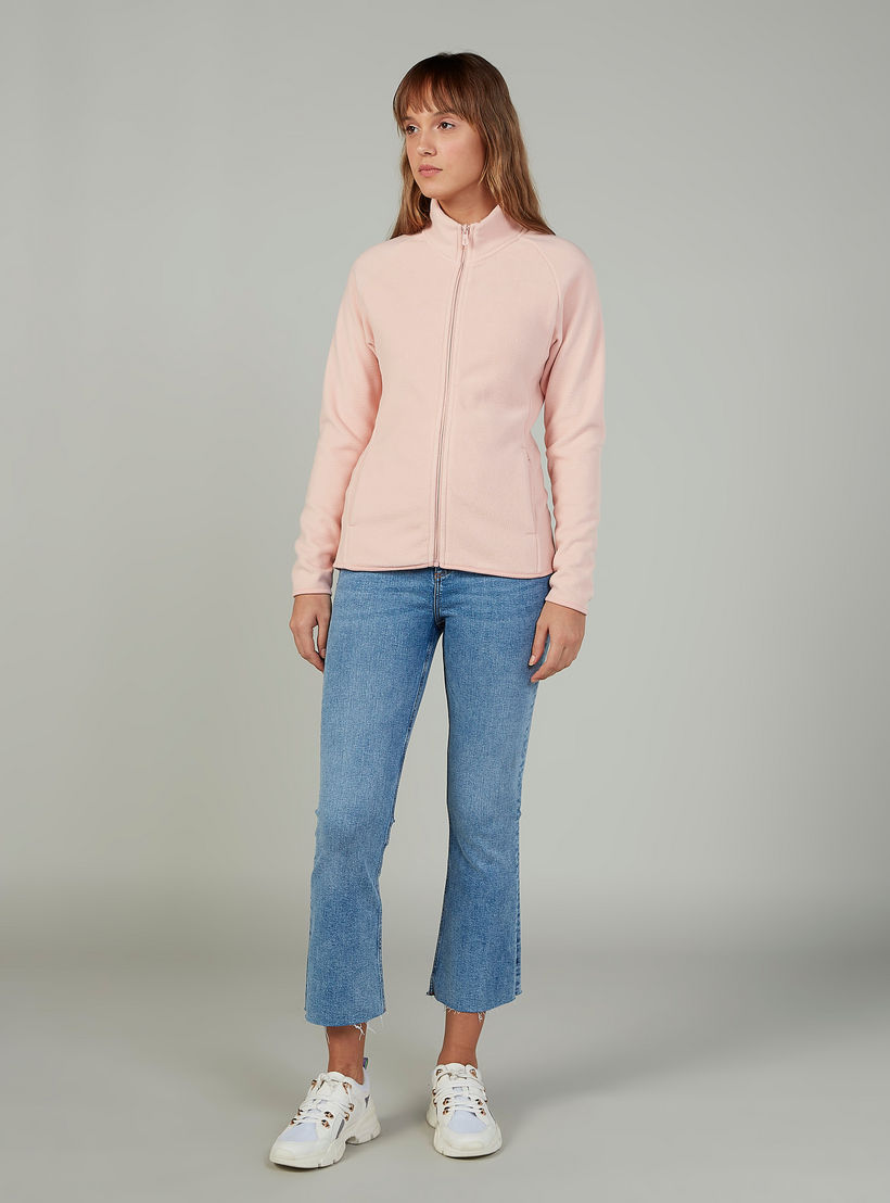 جاكيت بارز الملمس بأكمام طويلة وتفاصيل جيوب-women-winterwear-coatsandjackets-jackets-image-2