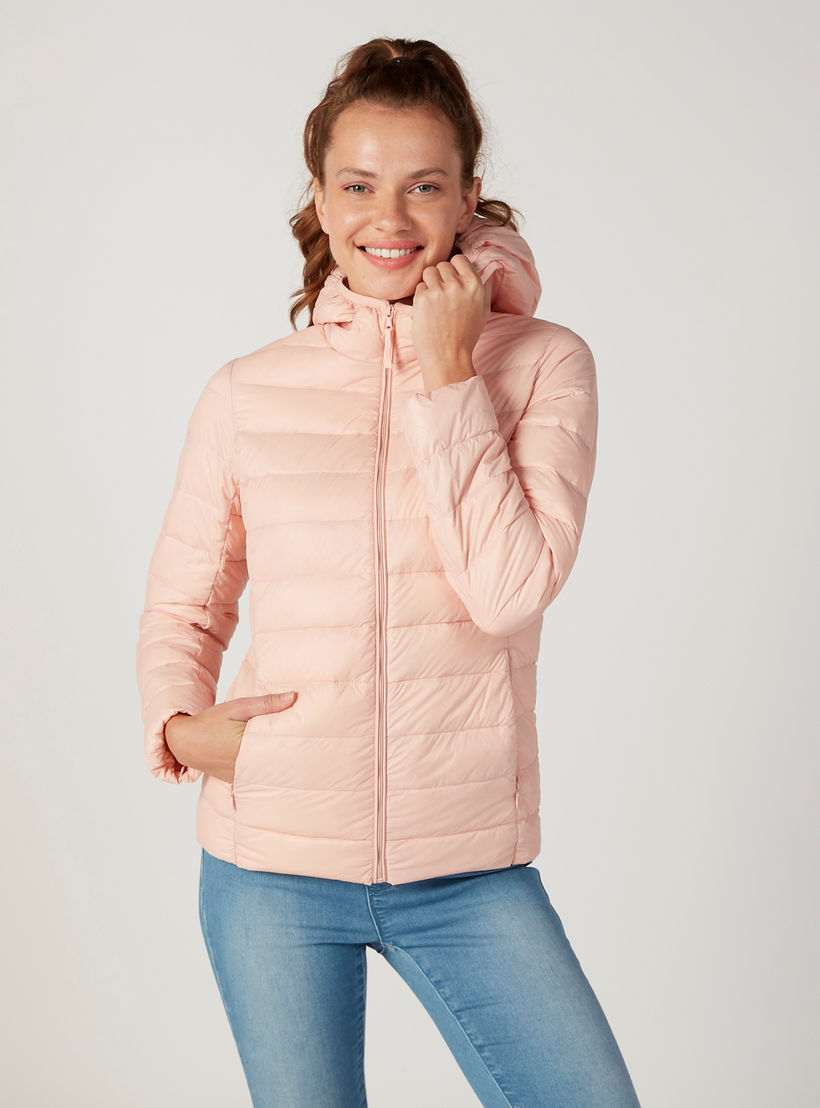 جاكيت جيليه سادة بأكمام طويلة وتفاصيل جيوب-women-winterwear-coatsandjackets-jackets-image-1