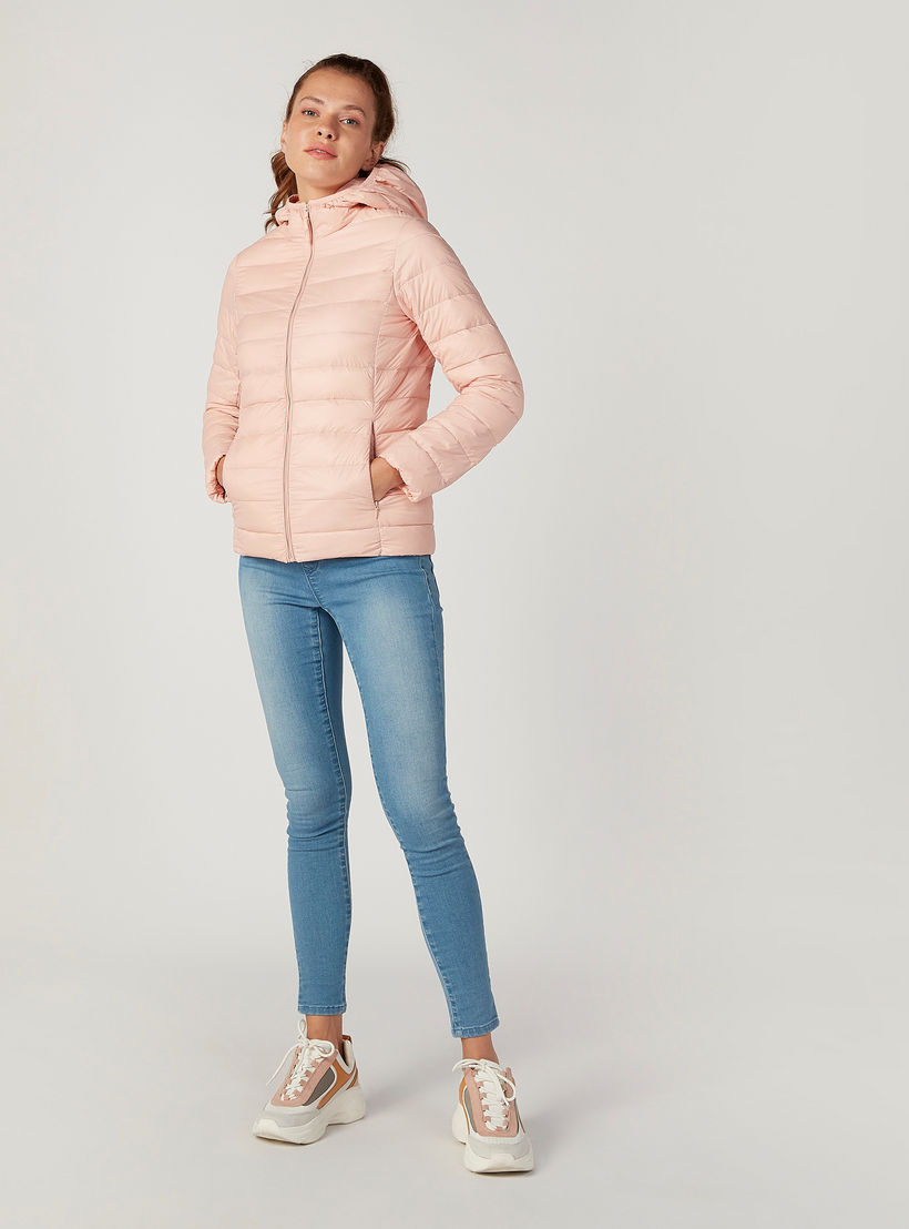 جاكيت جيليه سادة بأكمام طويلة وتفاصيل جيوب-women-winterwear-coatsandjackets-jackets-image-2