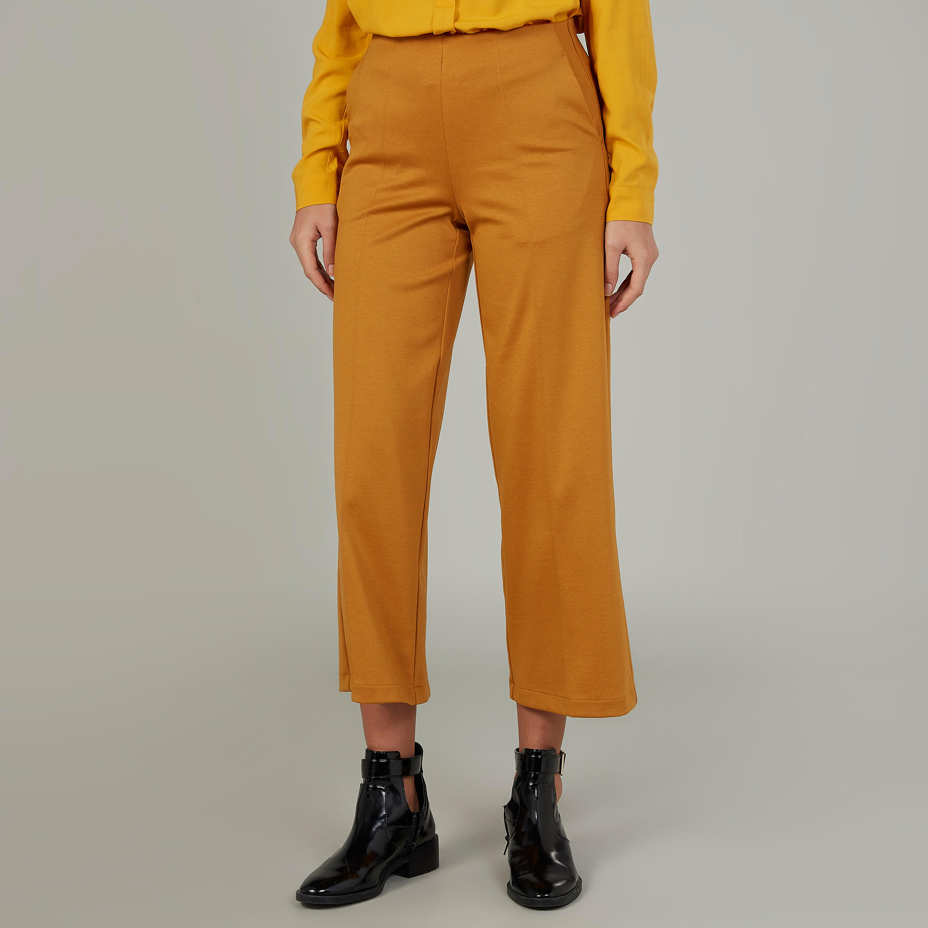 Plain Flexi Waist Culottes with Pocket Detail-women-clothing-bottoms-trousers-image-1