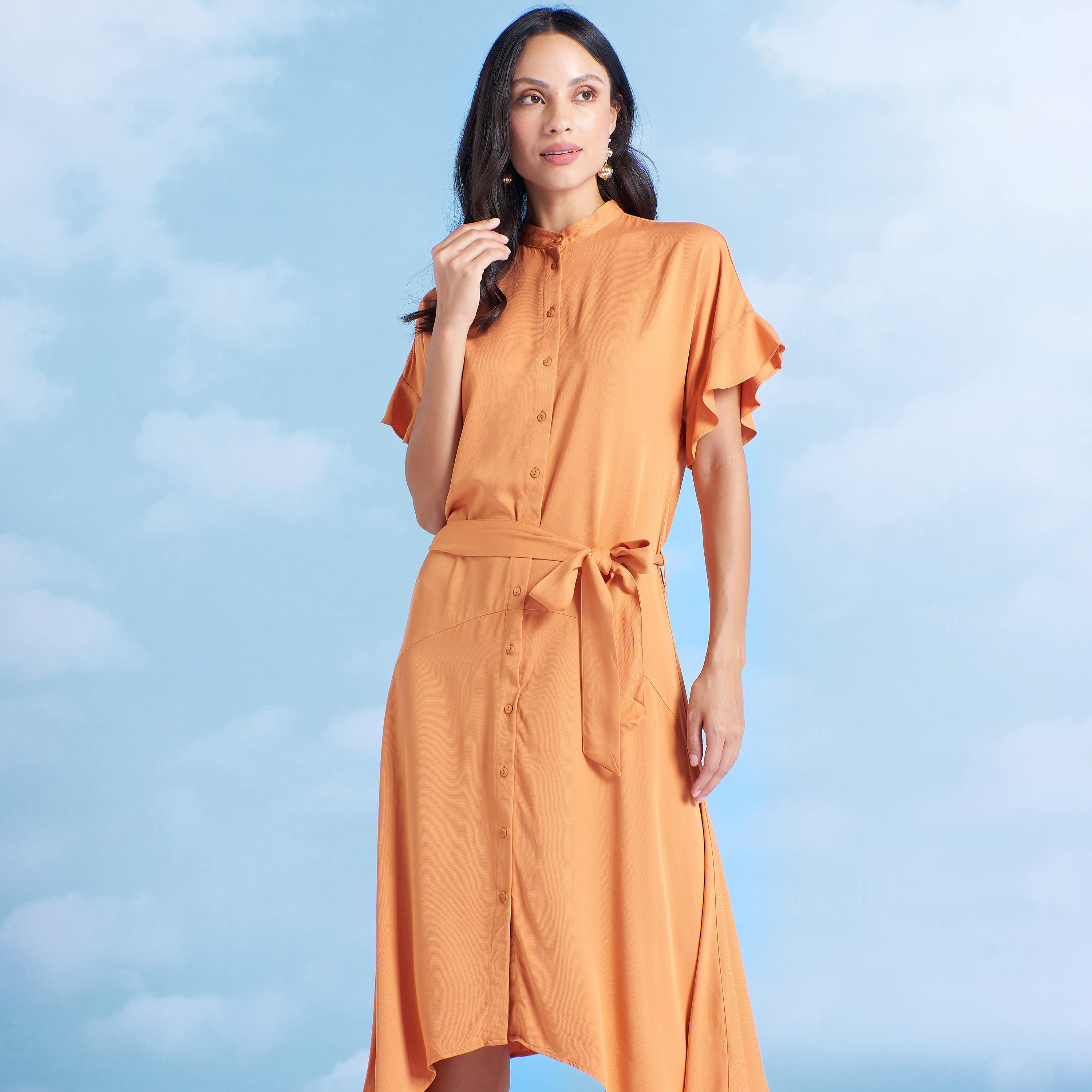 قميص نوم مستدام سادة بأكمام قصيرة وأربطة -women-clothing-dresses-image-8