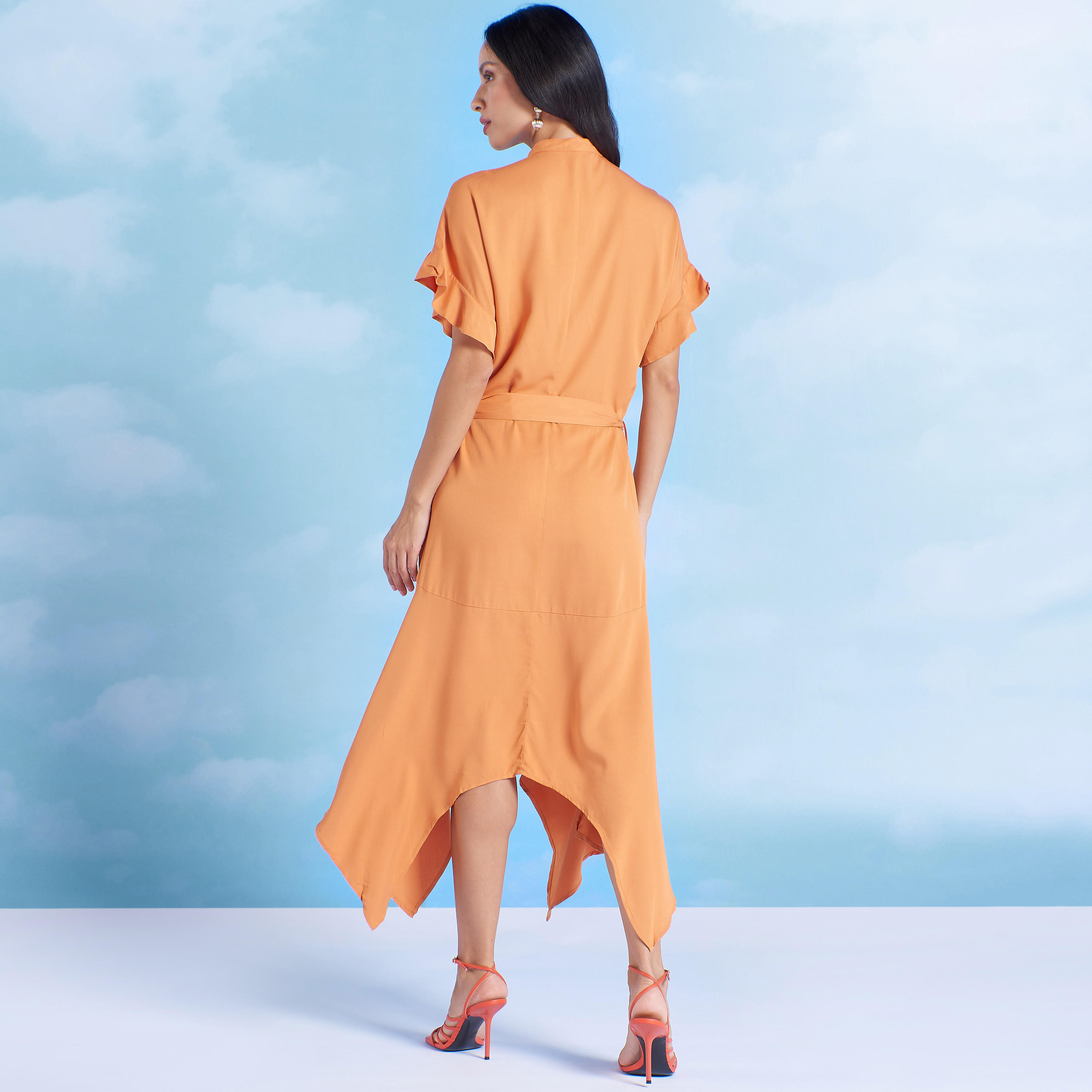 قميص نوم مستدام سادة بأكمام قصيرة وأربطة -women-clothing-dresses-image-12