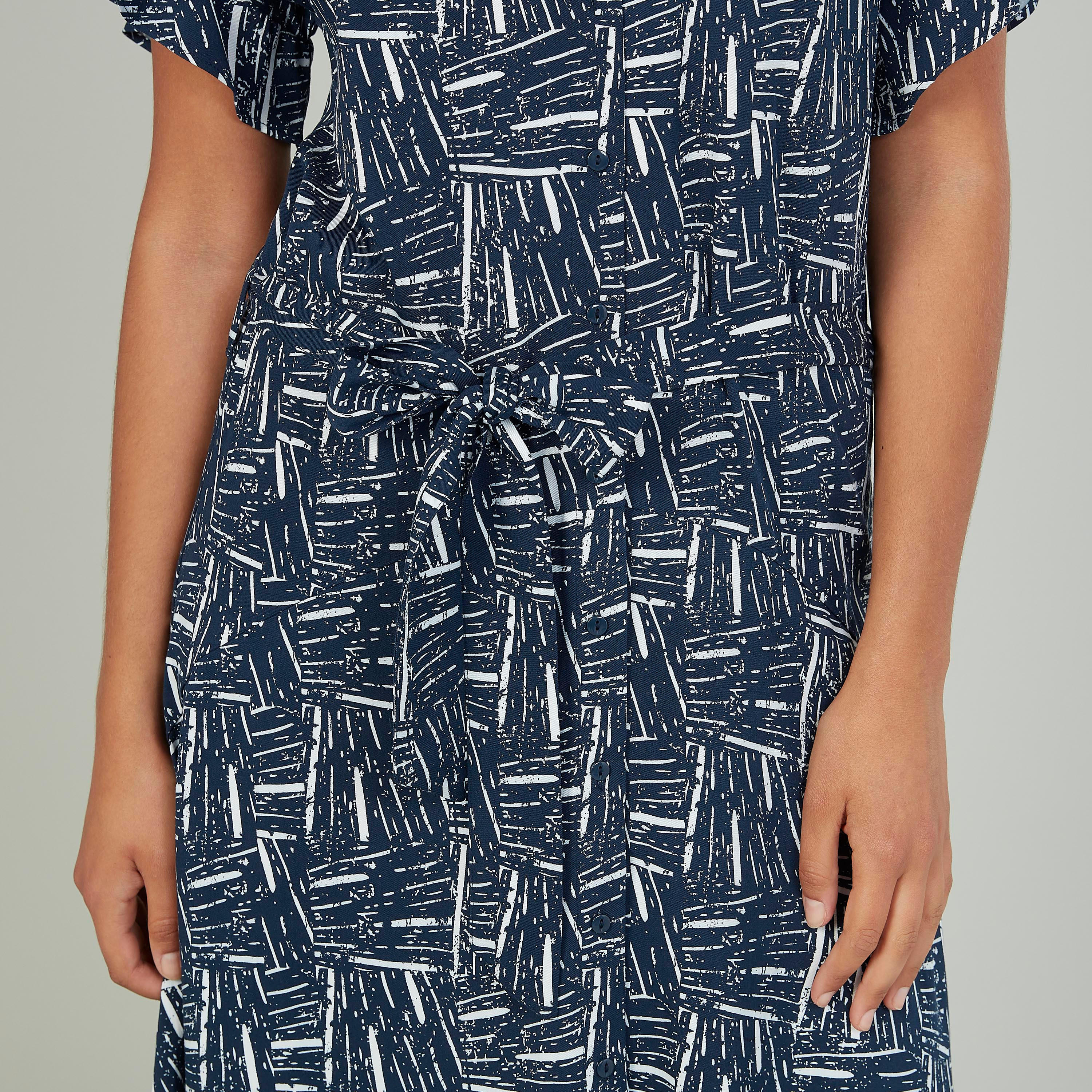 فستان مستدام متوسط الطول بأكمام قصيرة وأربطة وطبعات -women-clothing-dresses-image-4