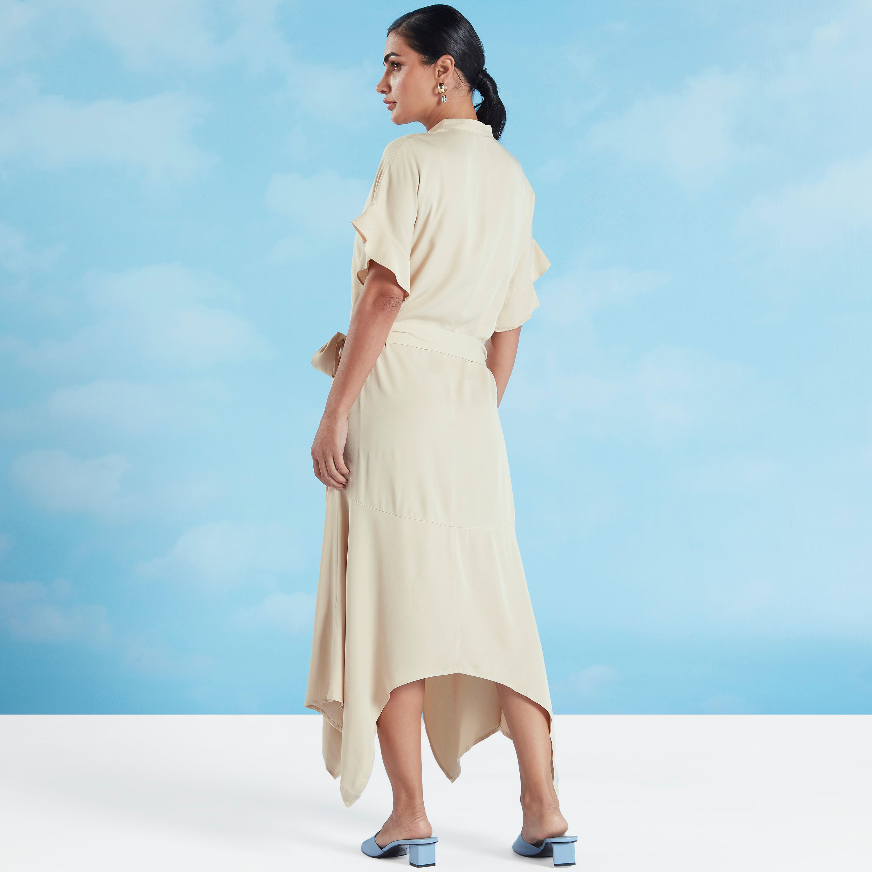 قميص نوم مستدام سادة بأكمام قصيرة وأربطة -women-clothing-dresses-image-18