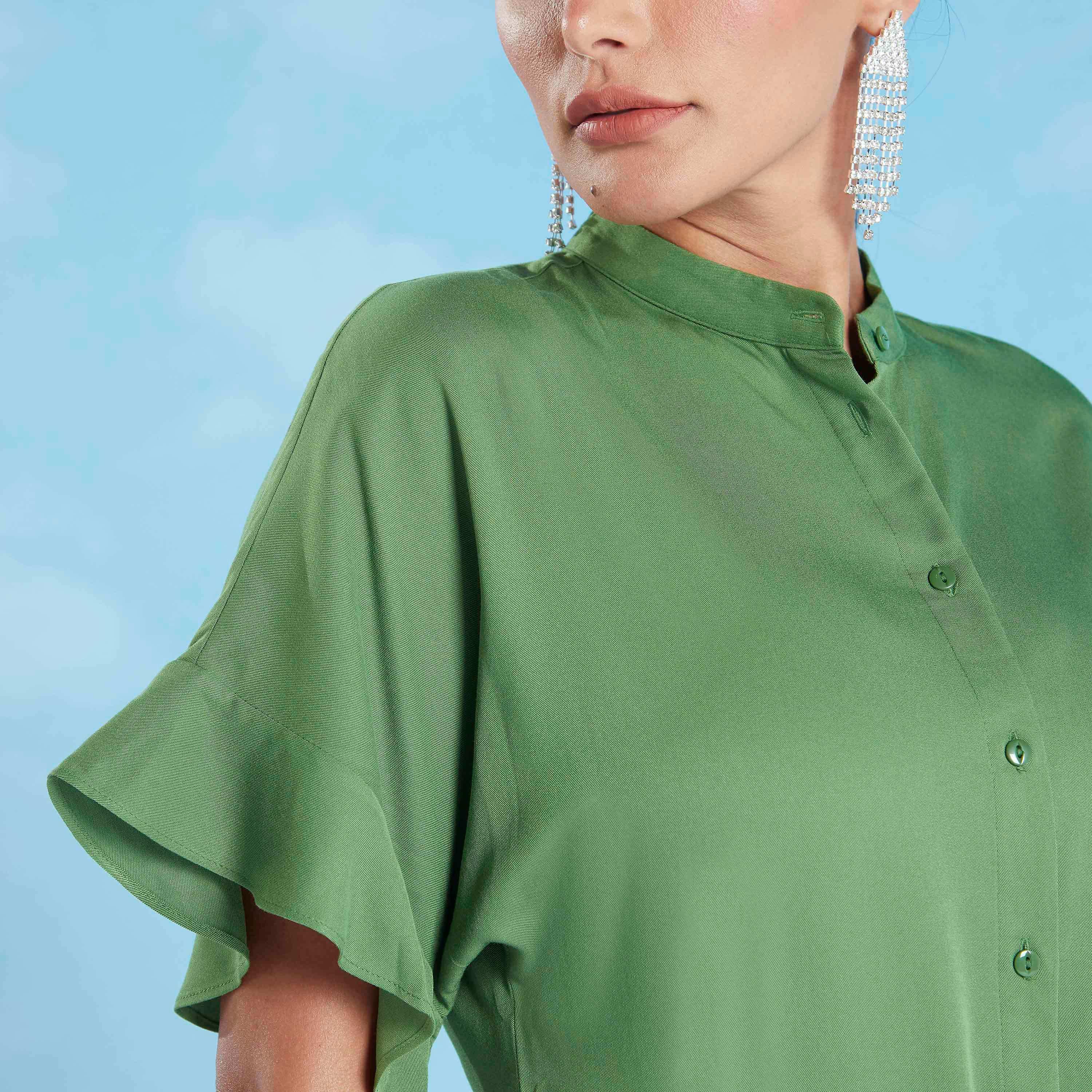 قميص نوم مستدام سادة بأكمام قصيرة وأربطة -women-clothing-dresses-image-4