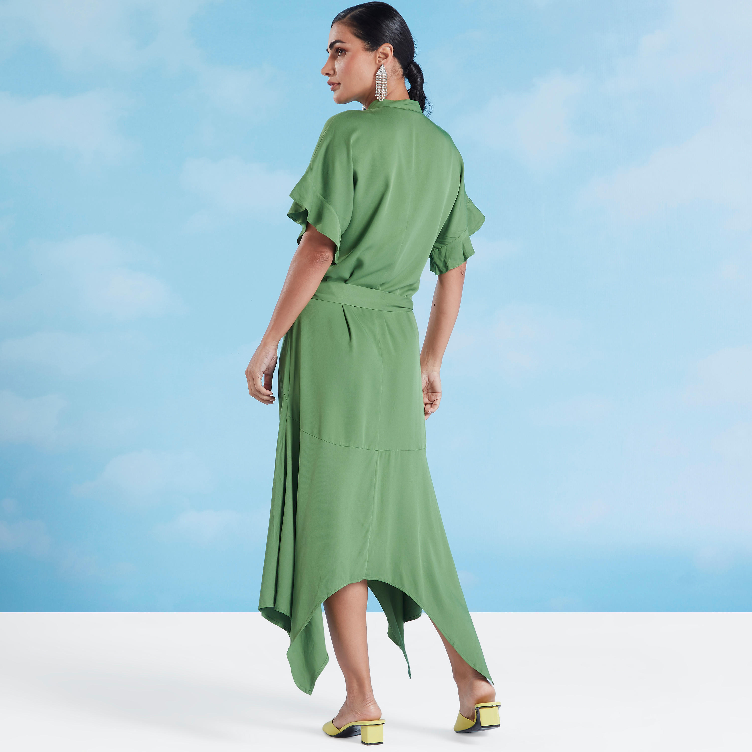قميص نوم مستدام سادة بأكمام قصيرة وأربطة -women-clothing-dresses-image-6