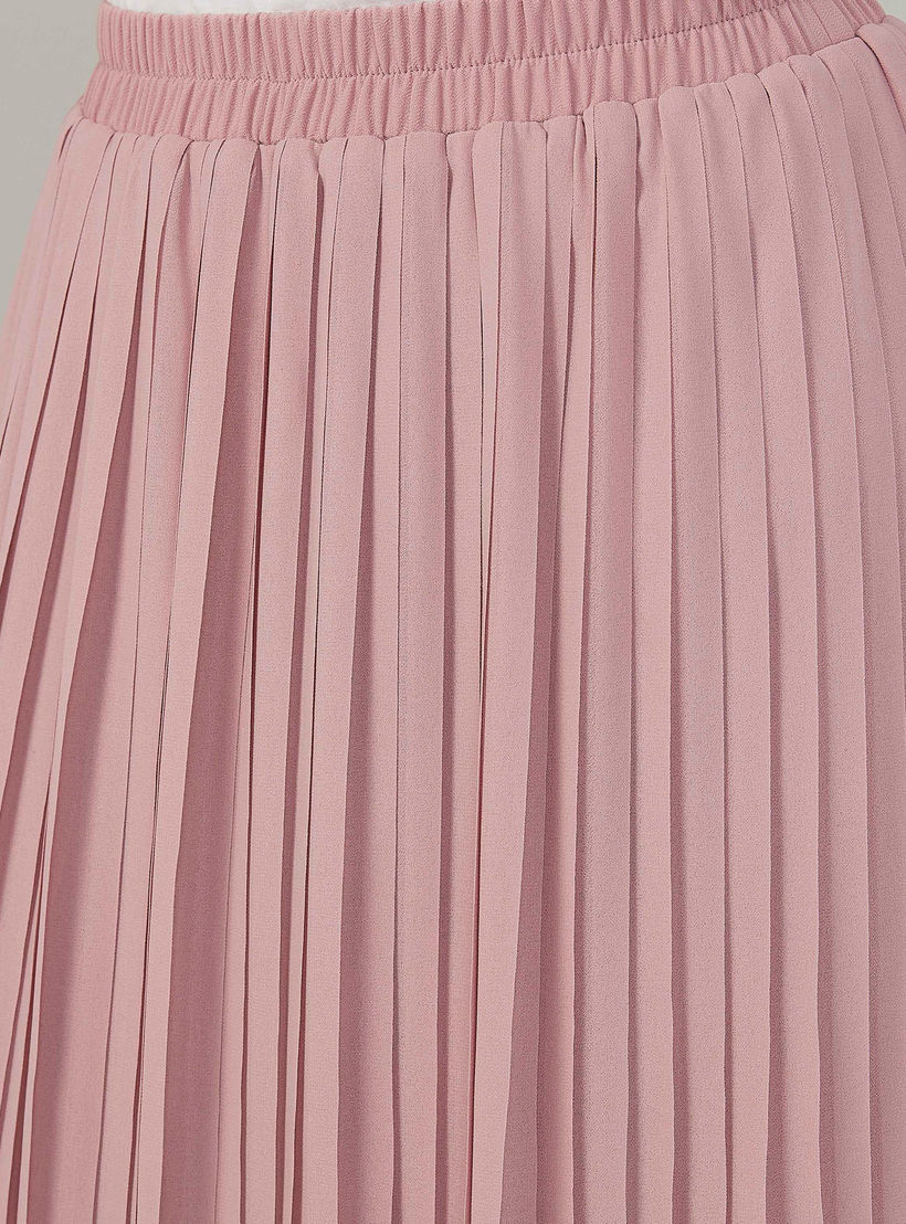 تنورة ميدي ايه لاين بارزة الملمس بخصر مطّاطي وكسرات-women-clothing-bottoms-skirts-image-3