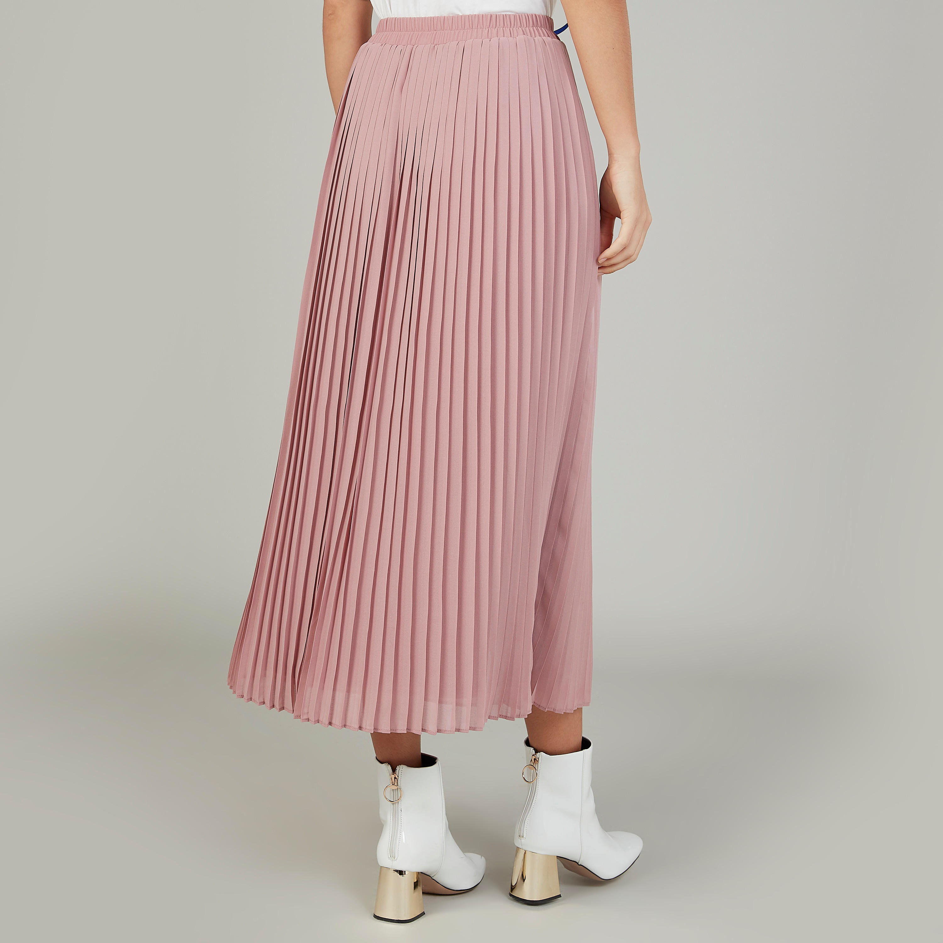 تنورة ميدي ايه لاين بارزة الملمس بخصر مطّاطي وكسرات-women-clothing-bottoms-skirts-image-4