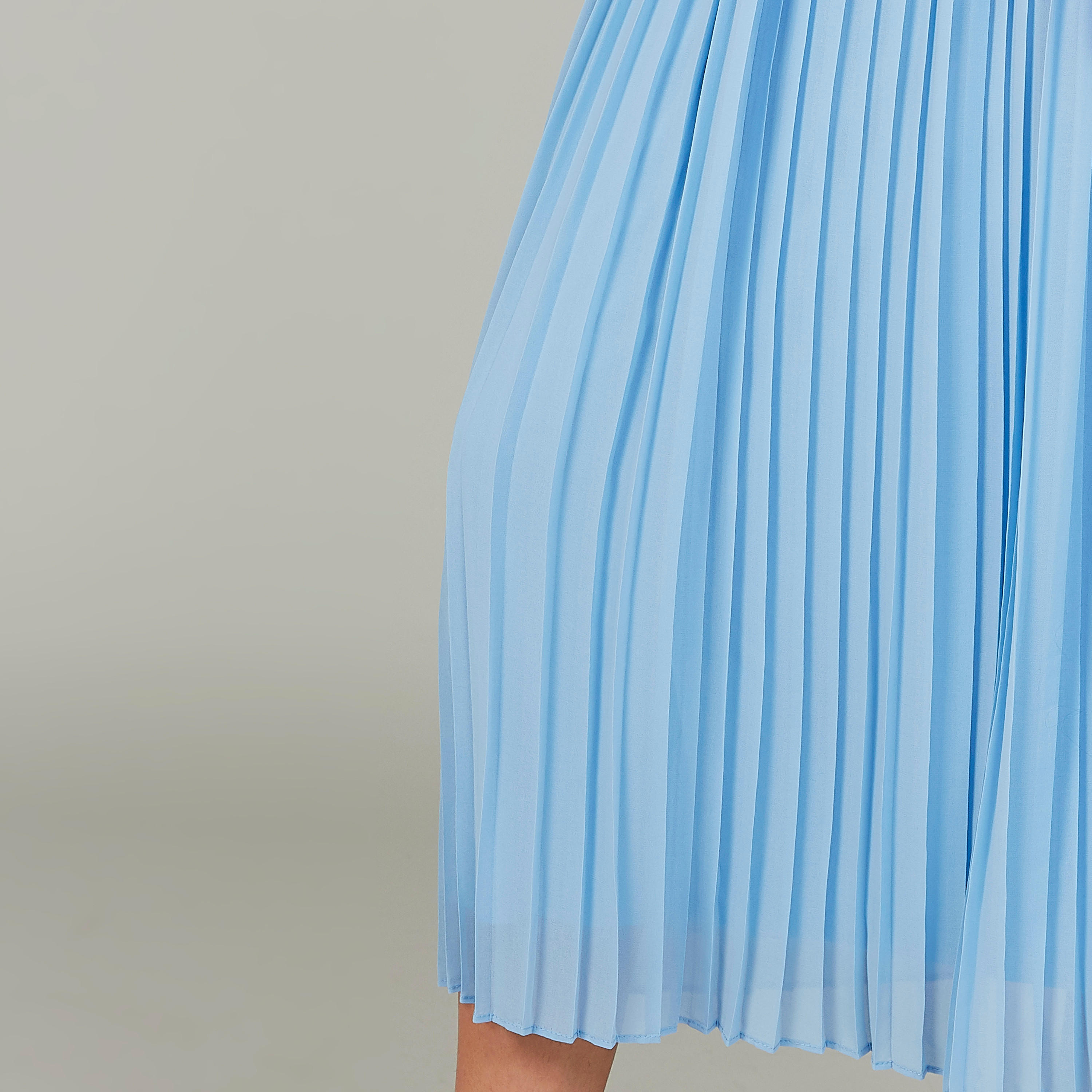 تنورة ميدي إيه لاين سادة بخصر مطّاطي وكسرات-women-clothing-bottoms-skirts-image-3