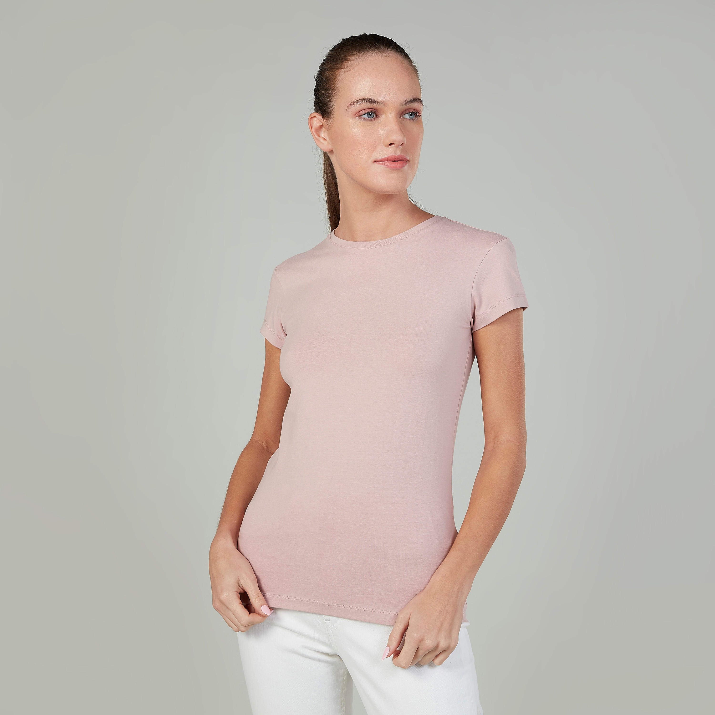 تيشيرت سادة بياقة مستديرة وأكمام قصيرة-women-clothing-tshirts-image-1