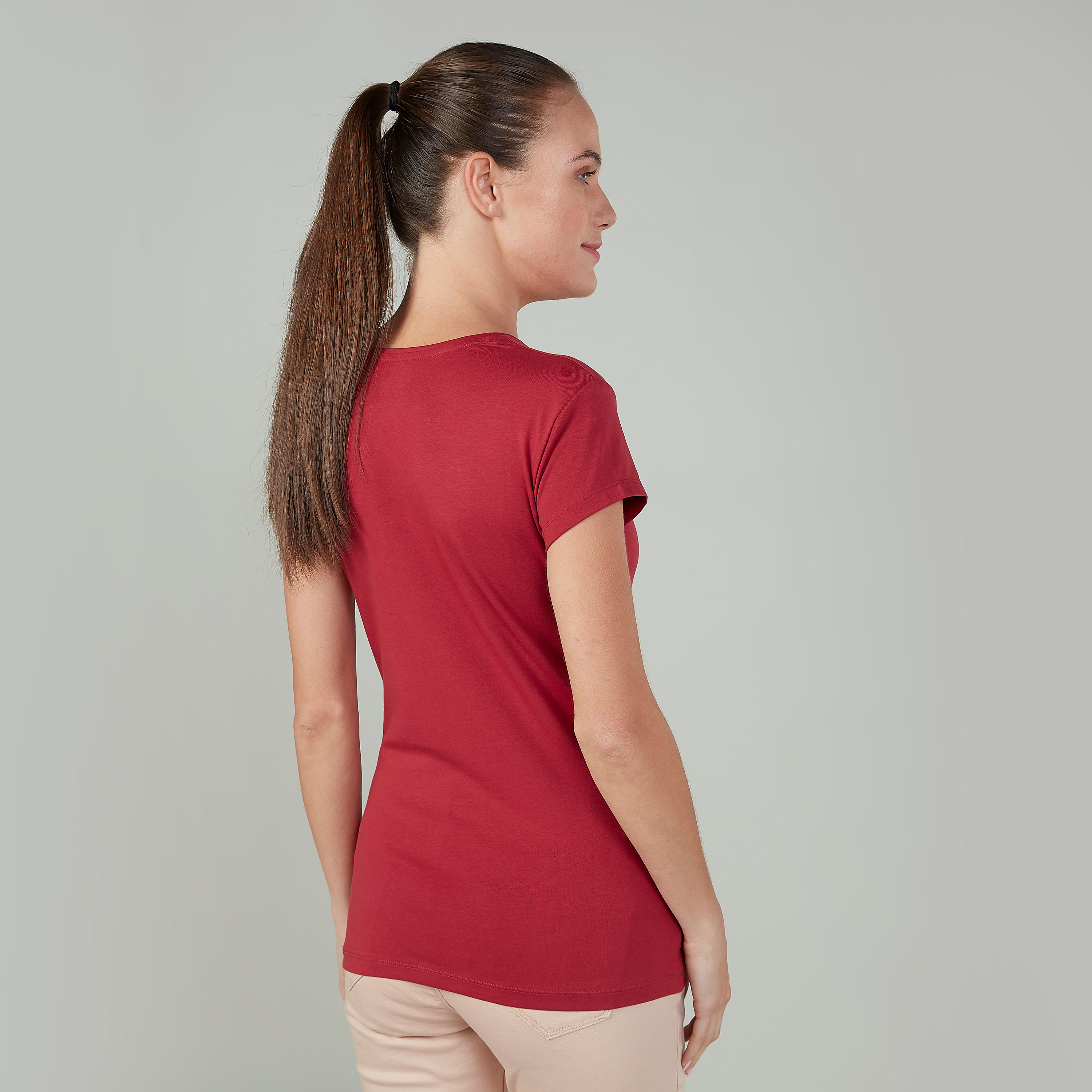 Plain T-shirt with Round Neck and Cap Sleeves-women-clothing-tshirts-image-3