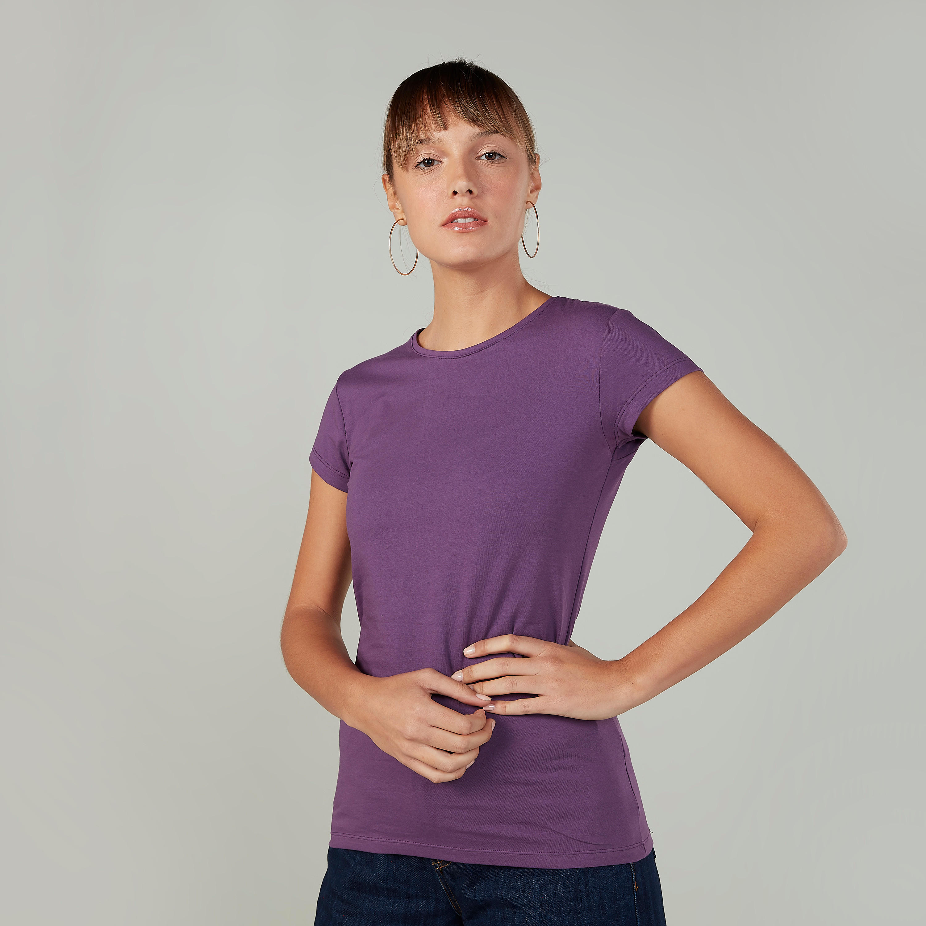 Plain T-shirt with Round Neck and Short Sleeves-women-clothing-tshirts-image-1